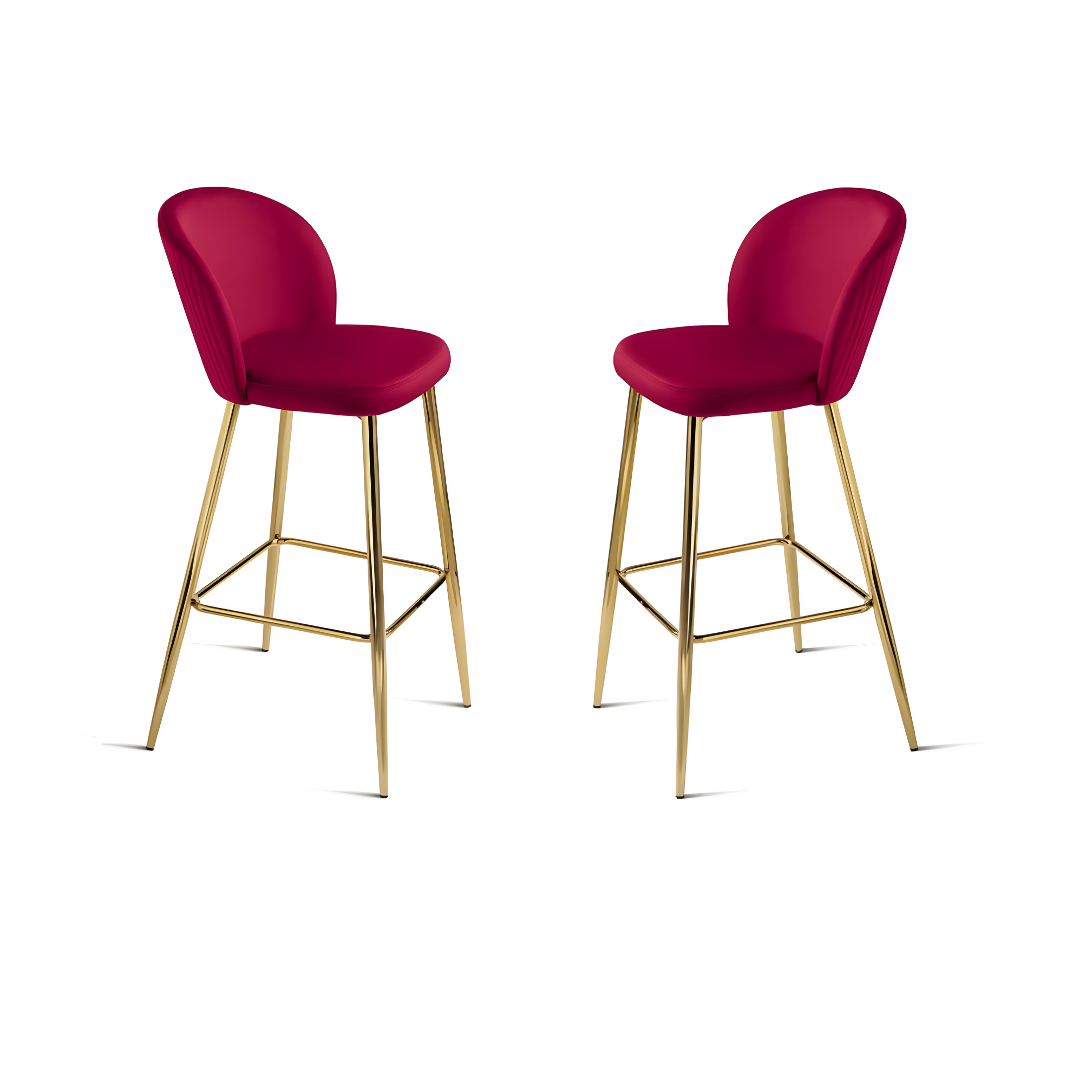 Ensemble tabouret "Megan" en velours avec structure en métal doré 48x53 cm 93h