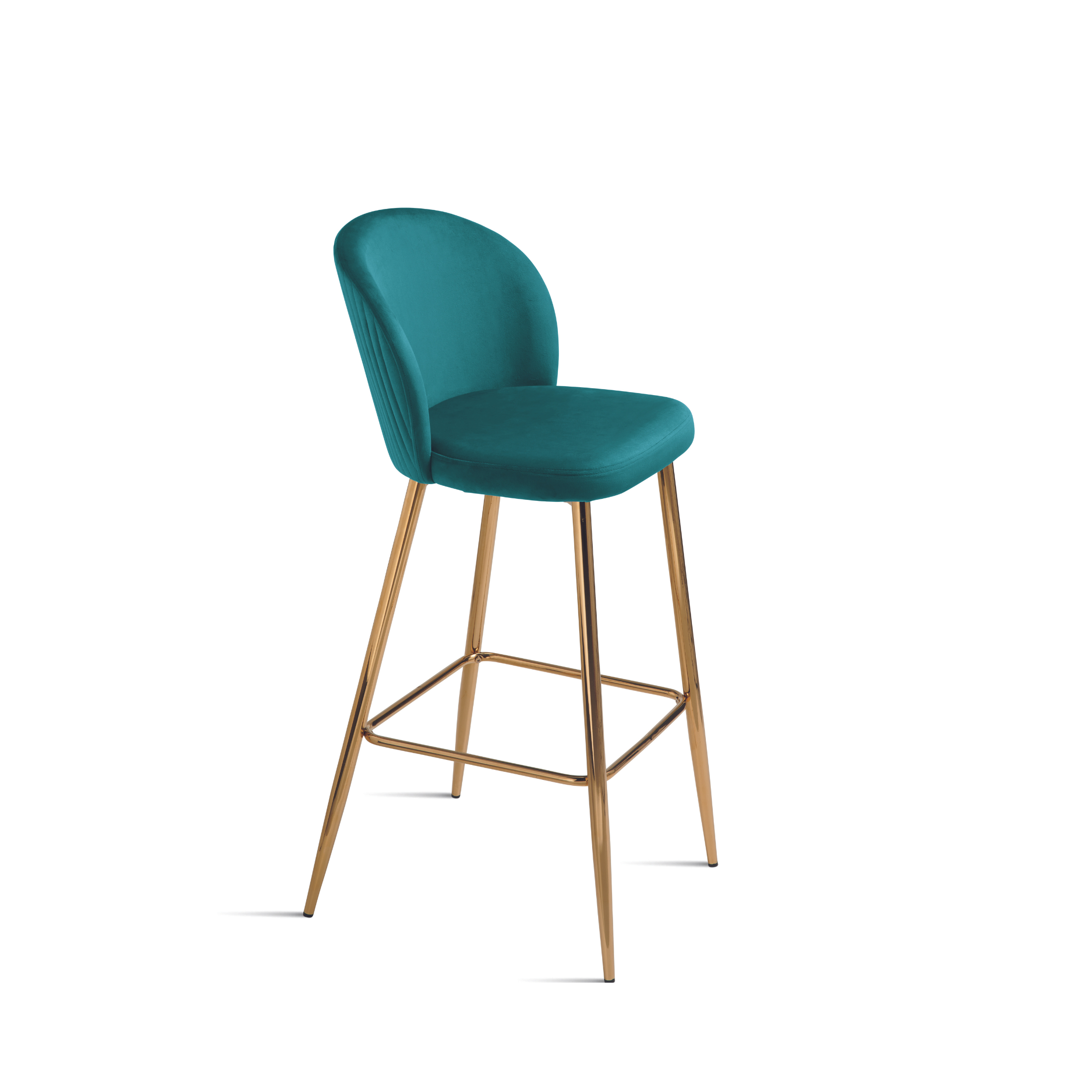 Ensemble tabouret "Megan" en velours avec structure en métal doré 48x53 cm 93h