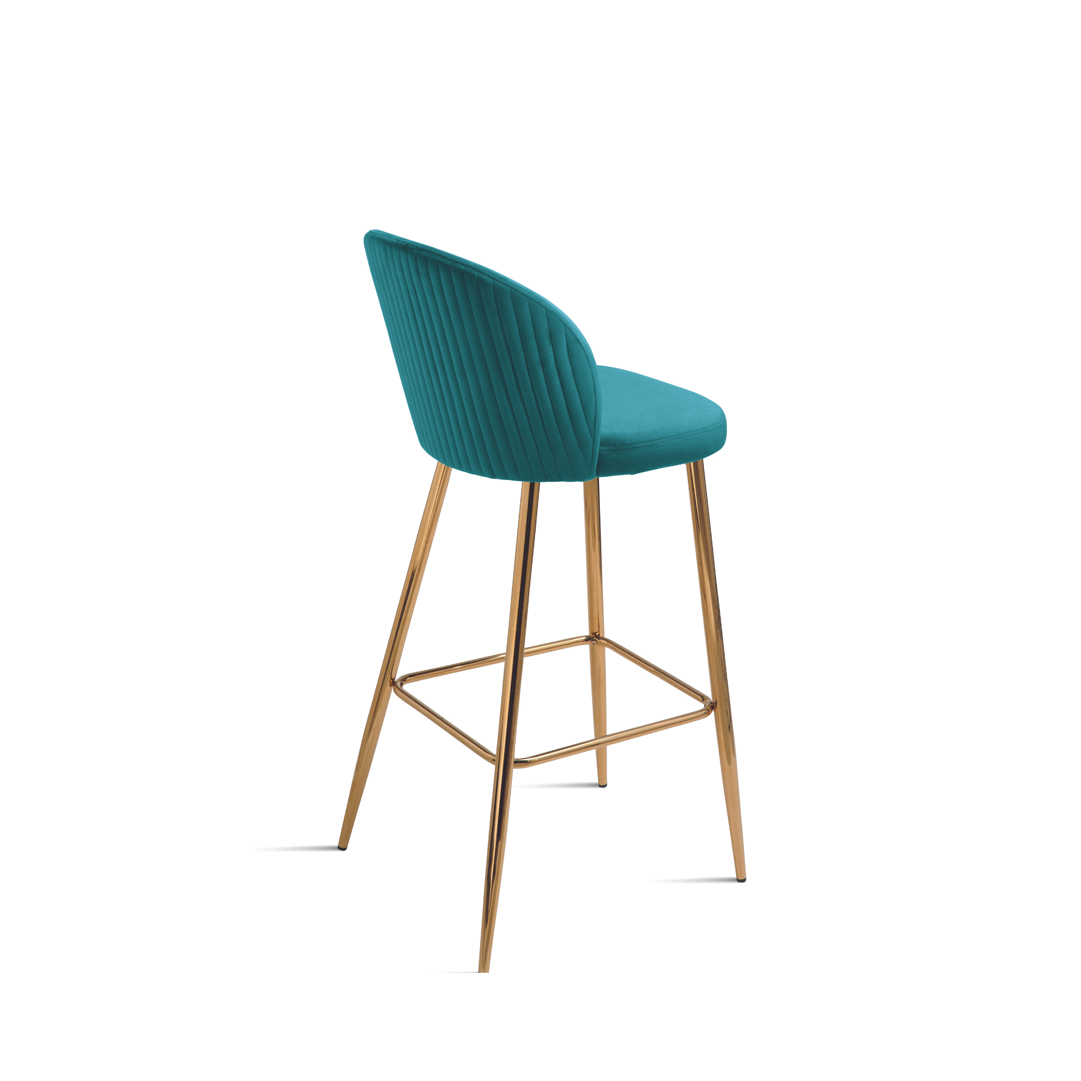 Ensemble tabouret "Megan" en velours avec structure en métal doré 48x53 cm 93h