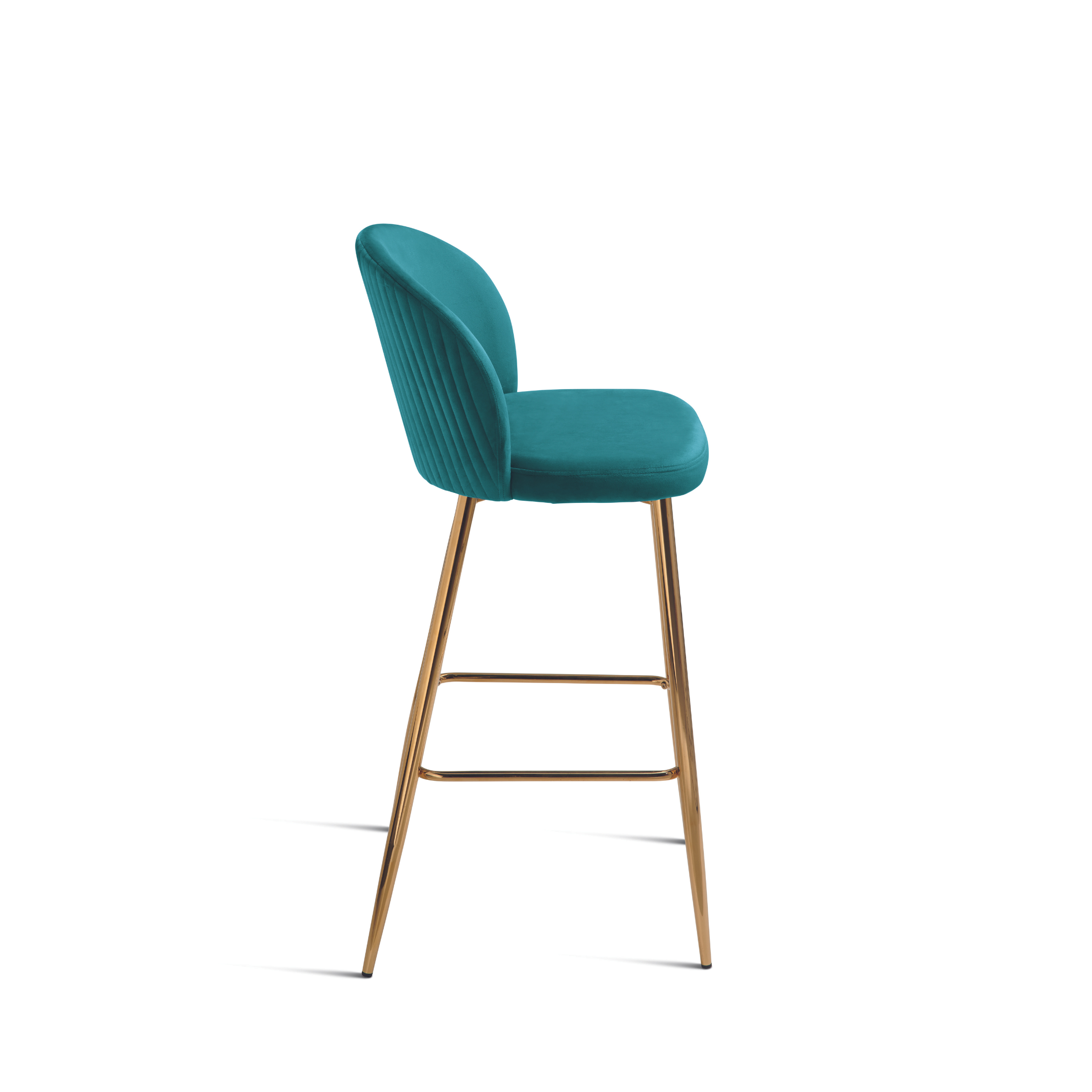 Ensemble tabouret "Megan" en velours avec structure en métal doré 48x53 cm 93h