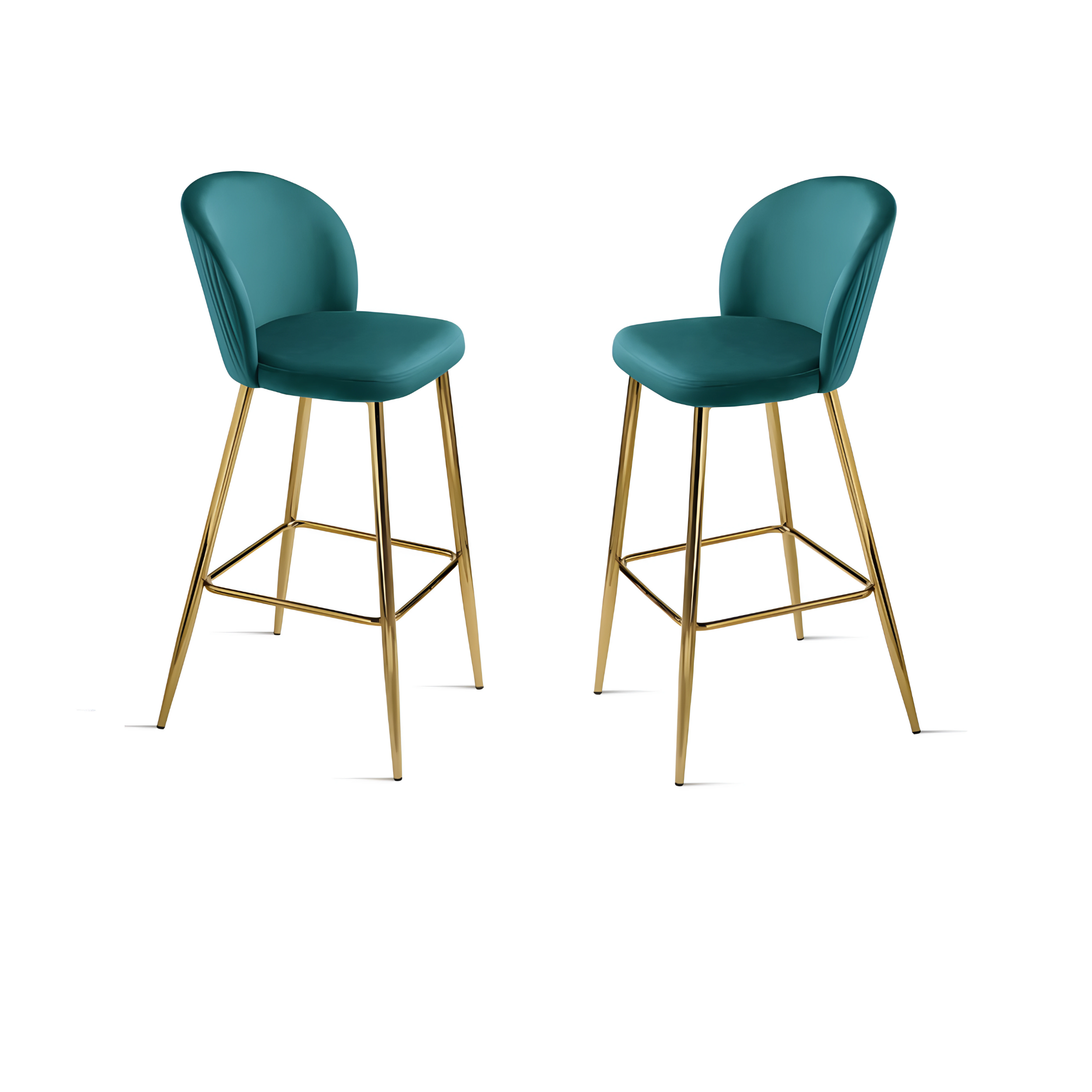 Ensemble tabouret "Megan" en velours avec structure en métal doré 48x53 cm 93h