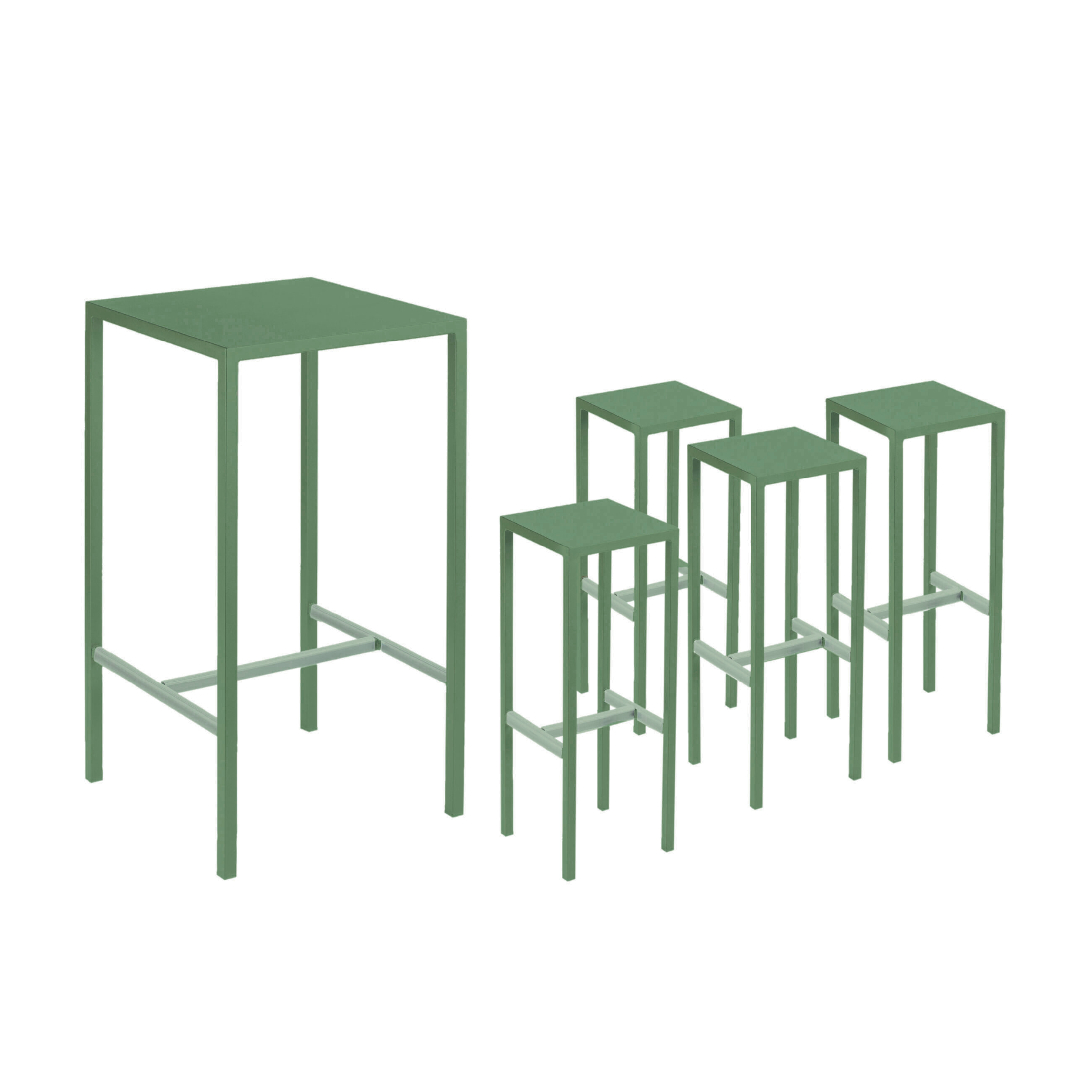 Ensemble table haute + 4 tabourets de jardin modernes "Bord de mer" en métal
