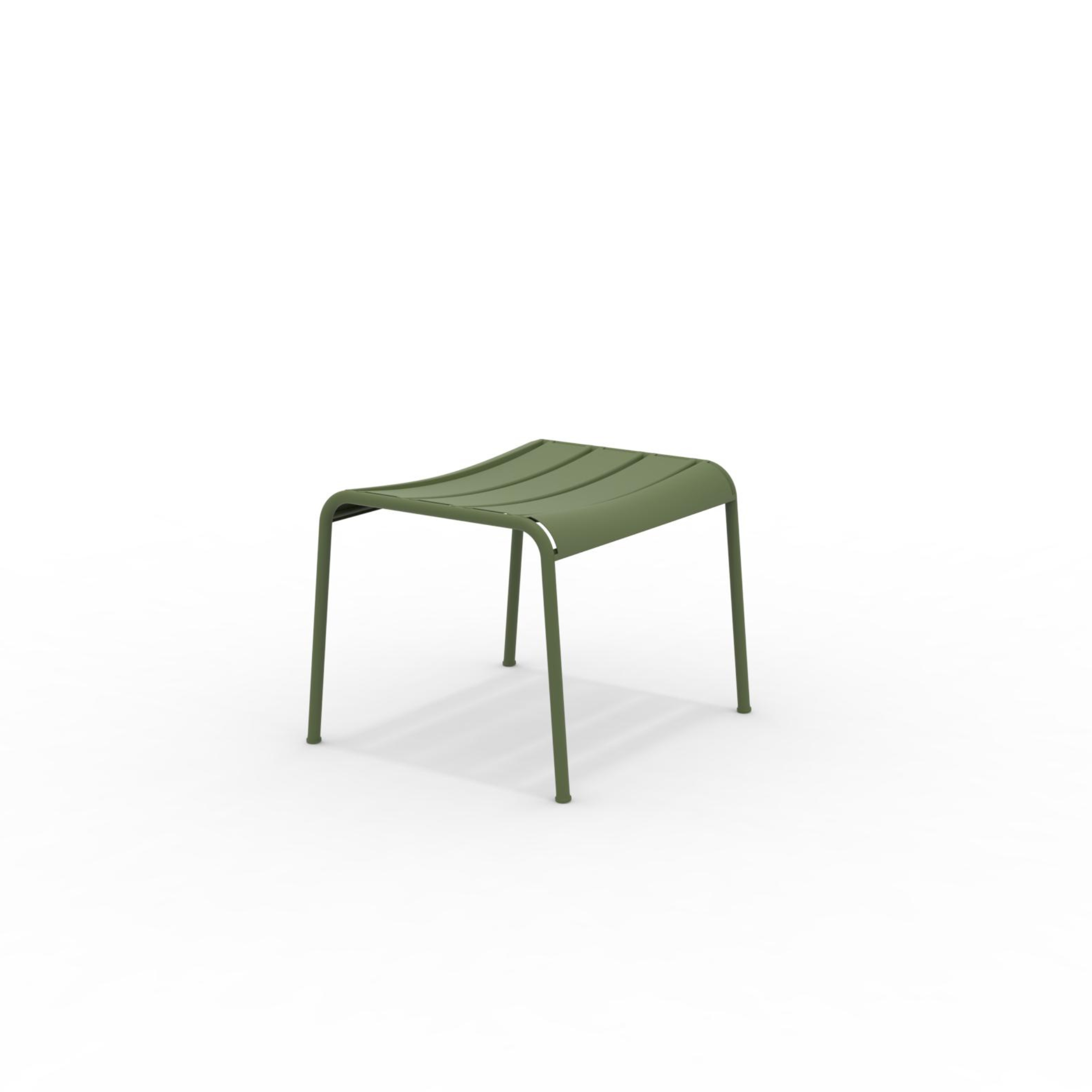Repose-pieds "Twist" en métal peint, tabouret bas de jardin 126x57 cm 88h