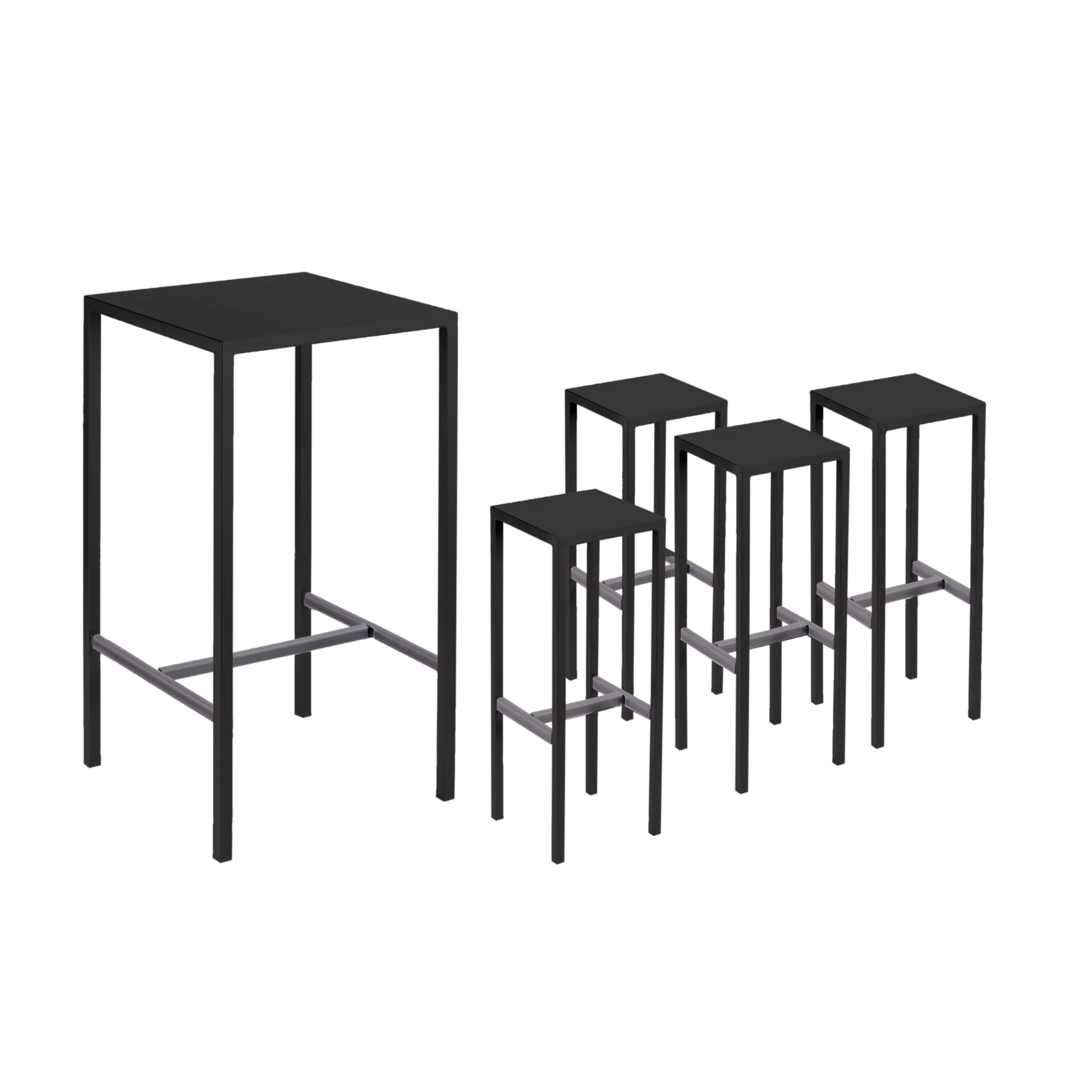 Ensemble table haute + 4 tabourets de jardin modernes "Bord de mer" en métal