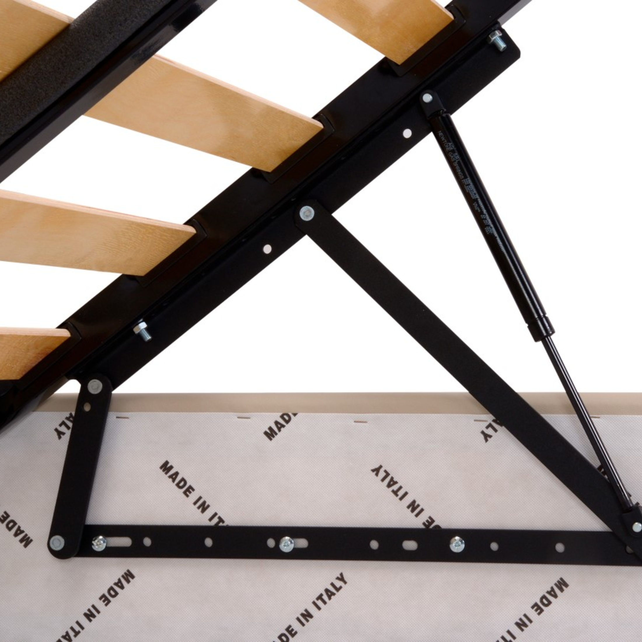 Letto contenitore con rete imbottito "New York" moderno in velluto liscio con piedino conico