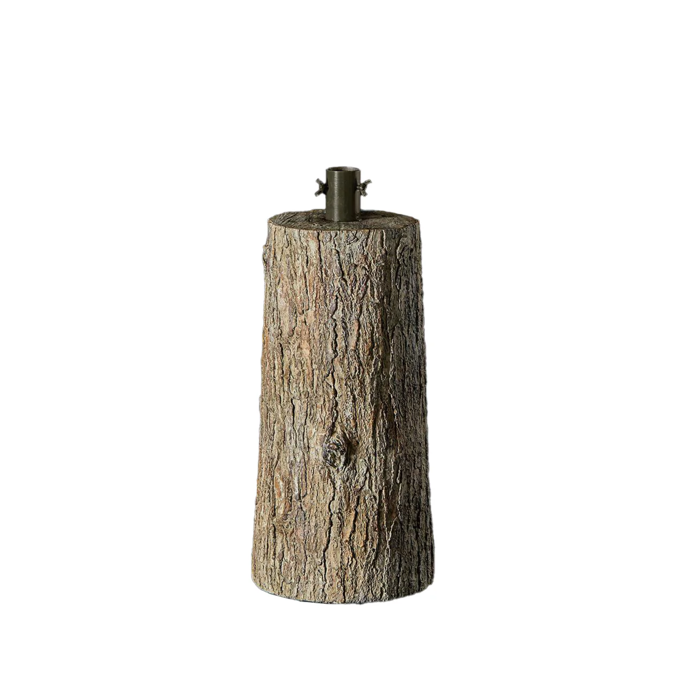 Base effetto tronco "Frosty" per albero di Natale con supporto in metallo