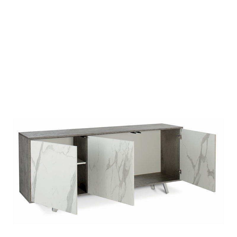 Mobile in legno 3 ante "Alex" madia push pull cm 177x41 74h