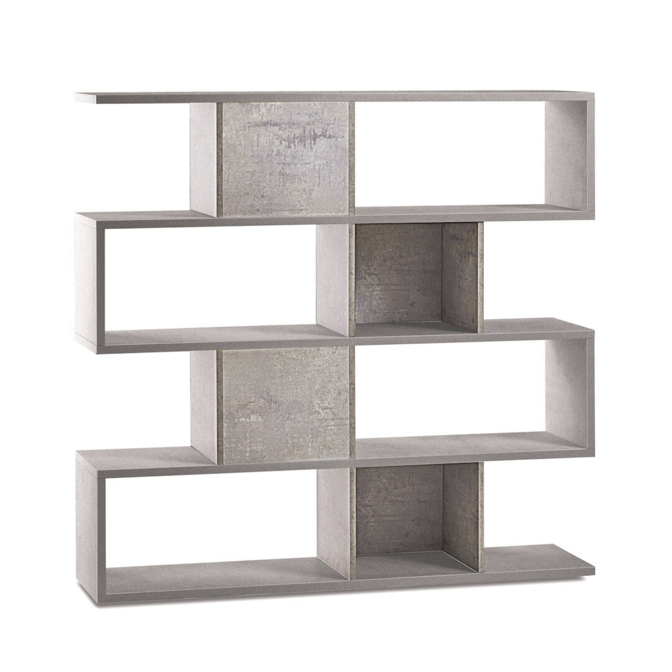 Librería modular divisoria "Riflessioni" de madera, 4 estantes, moderna 150x38 cm 144h