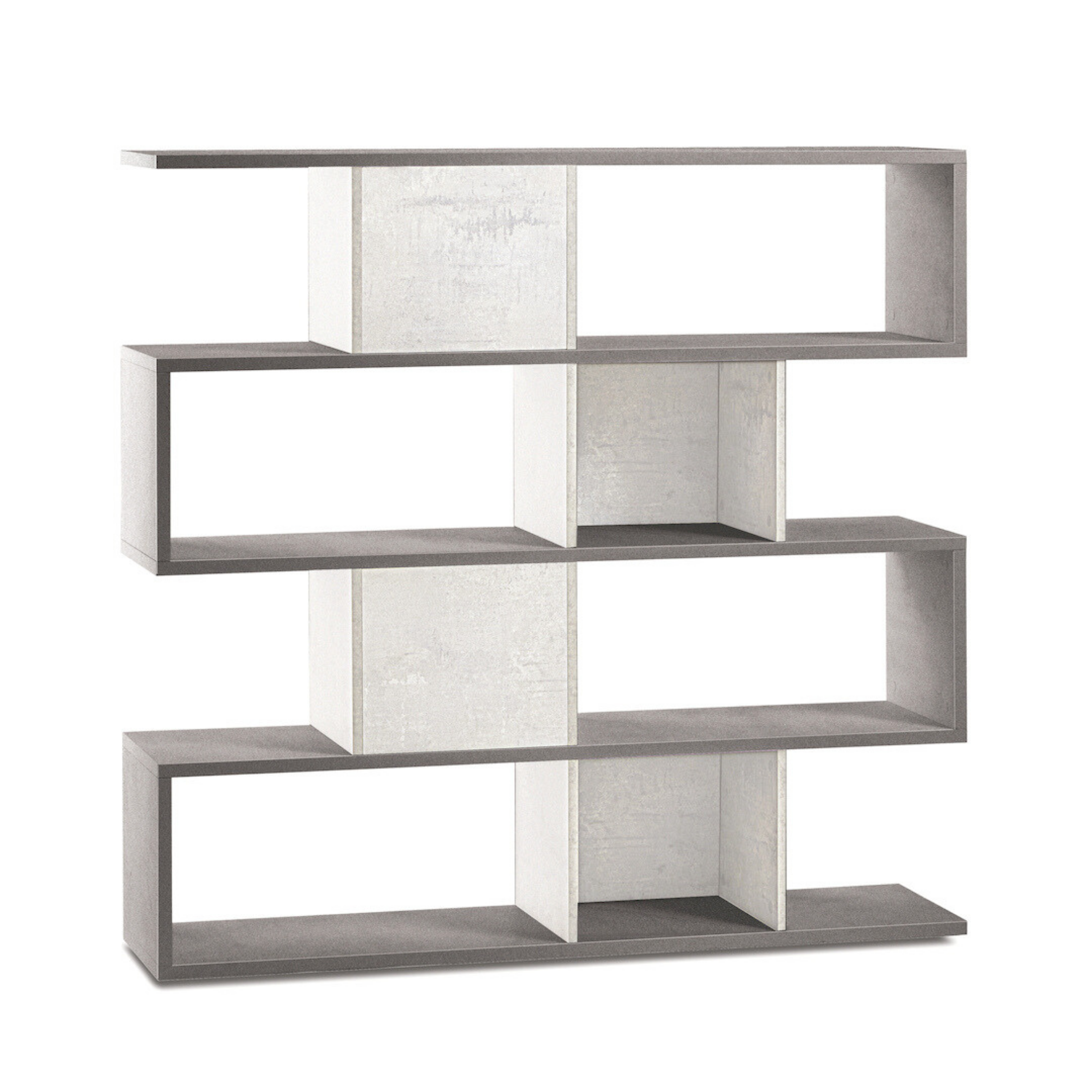 Librería modular divisoria "Riflessioni" de madera, 4 estantes, moderna 150x38 cm 144h