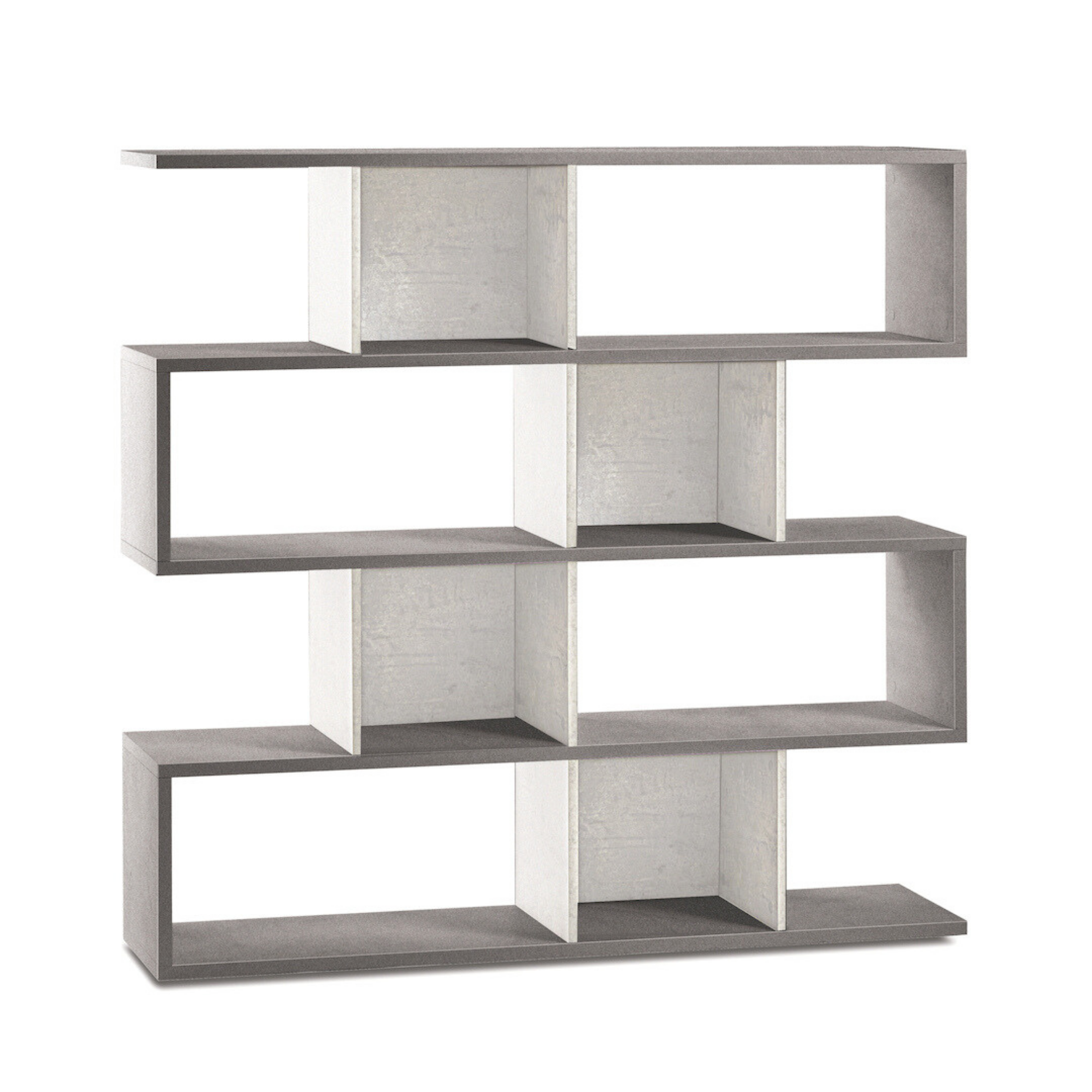 Librería modular divisoria "Riflessioni" de madera, 4 estantes, moderna 150x38 cm 144h
