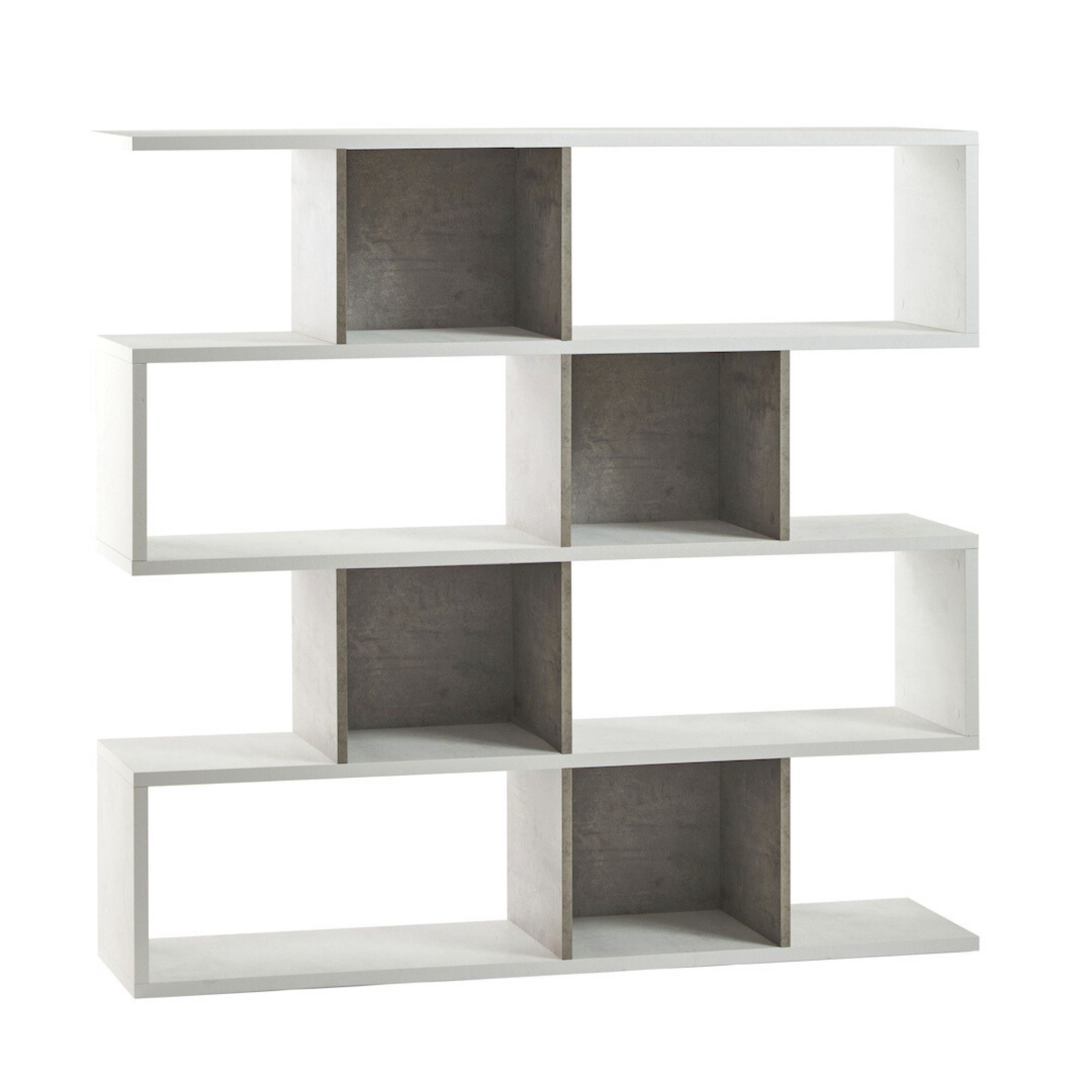Librería modular divisoria "Riflessioni" de madera, 4 estantes, moderna 150x38 cm 144h