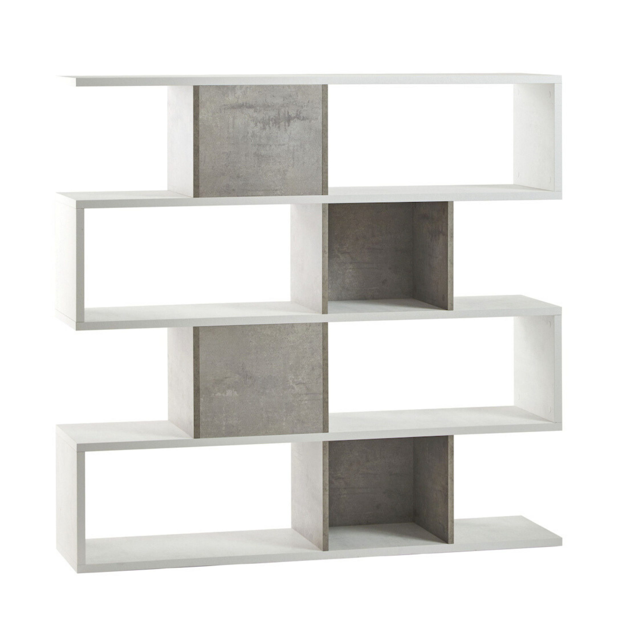 Librería modular divisoria "Riflessioni" de madera, 4 estantes, moderna 150x38 cm 144h