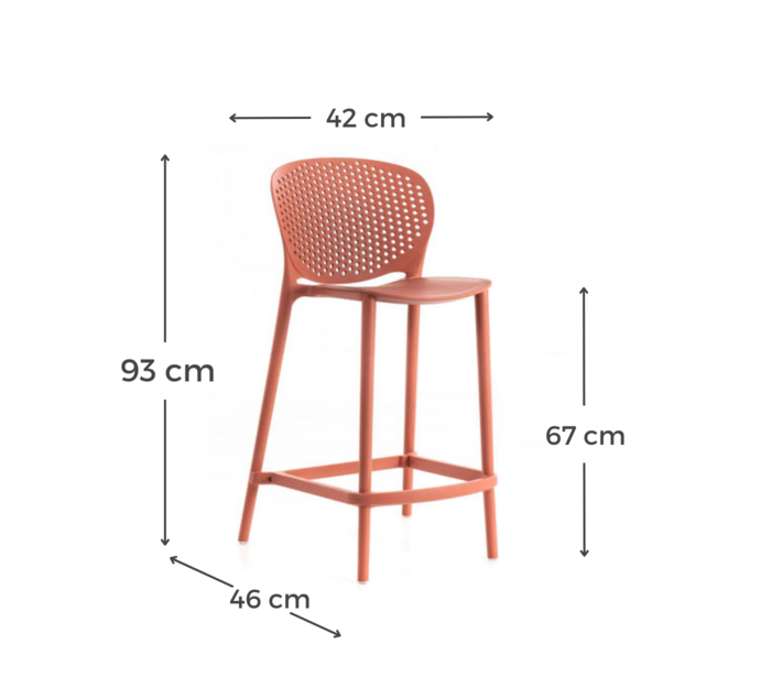 Tabouret haut empilable en PP avec repose-pieds "Spot" 46x42 cm 93h