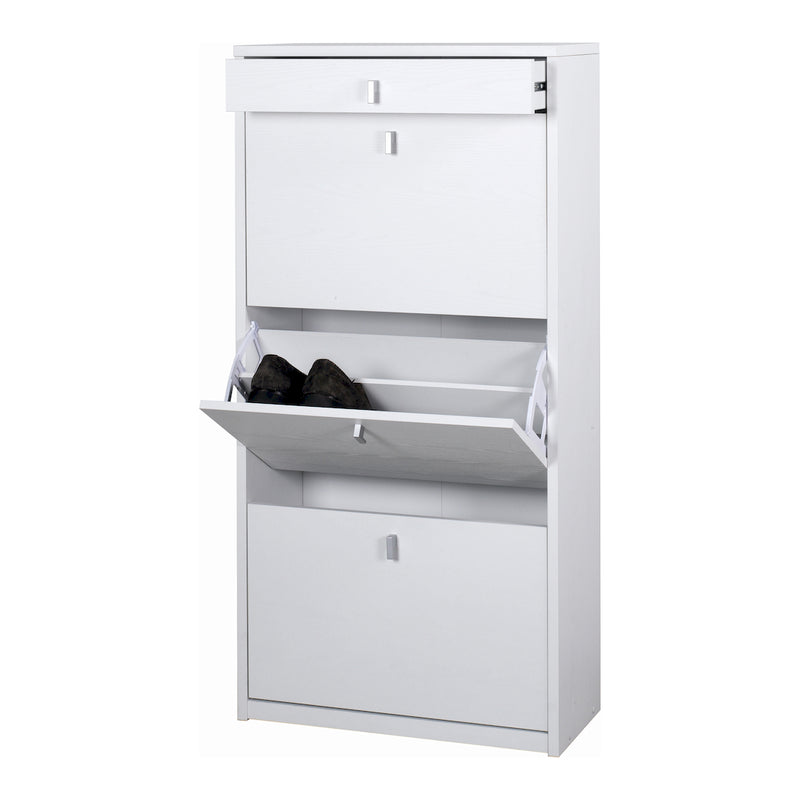 Zapatero con 3 puertas y 1 cajón "Praga" en madera 63x29 cm 127h