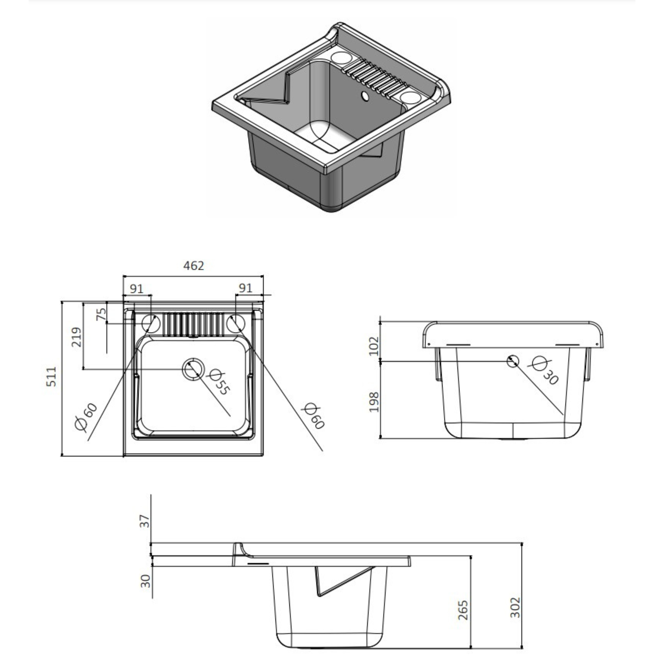 Mobile lavapanni in legno "Bros" da interno con cesto scorrevole cm 45x50 85h