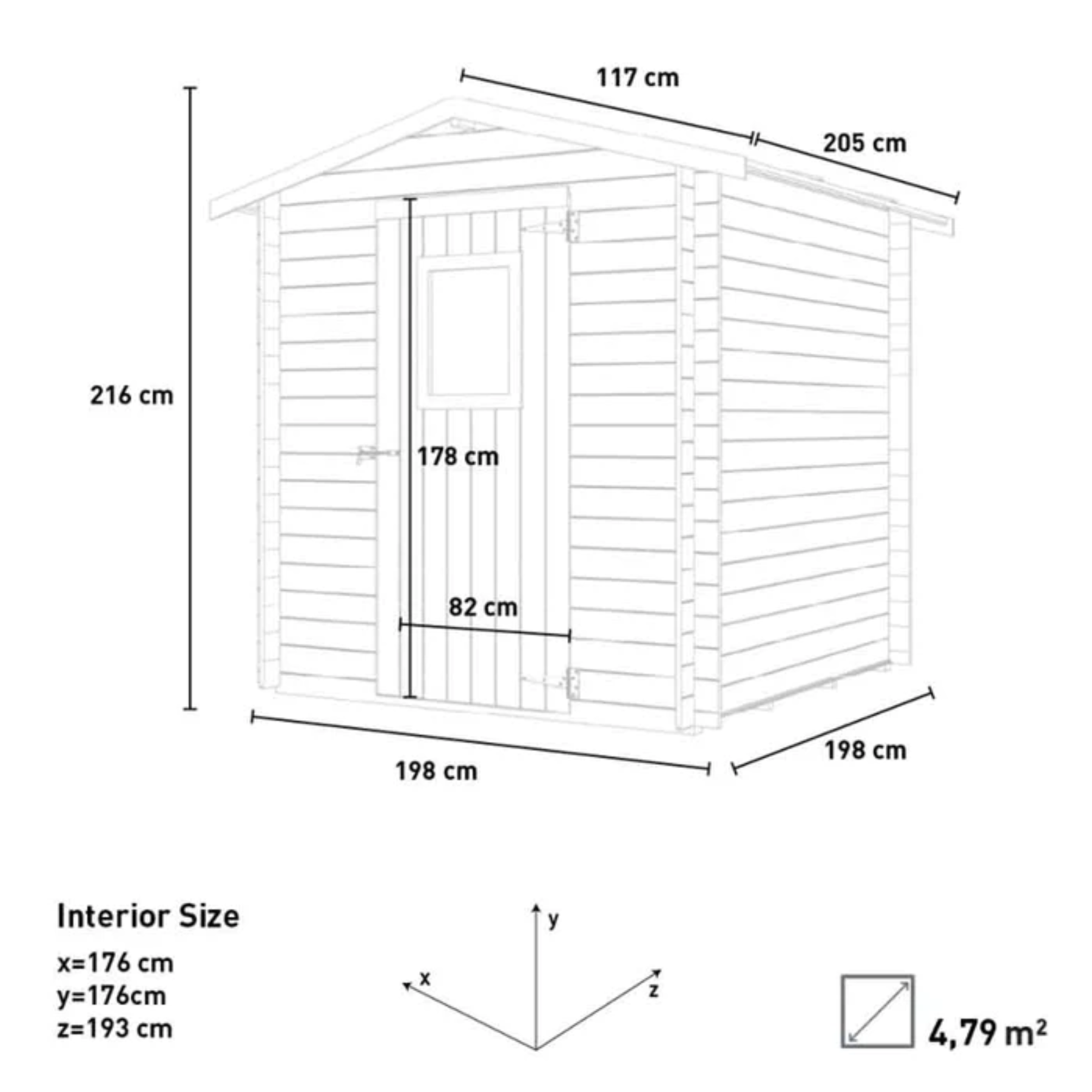 Casetta in legno da giardino abete grezzo Regis mt2x2x2h