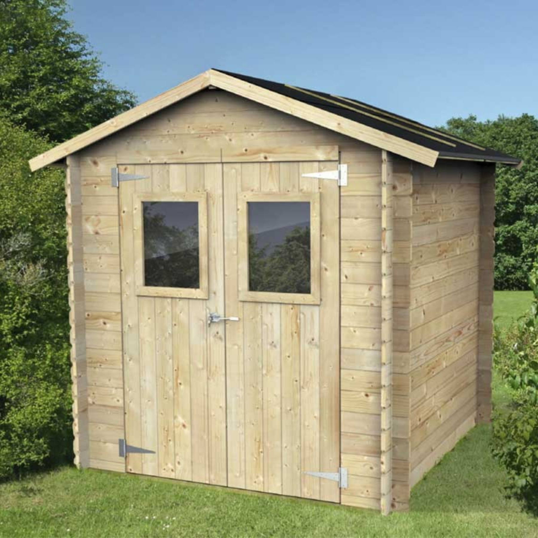 Abri de jardin en bois avec porte double fenêtre "Hobby" 200x200 cm 200h