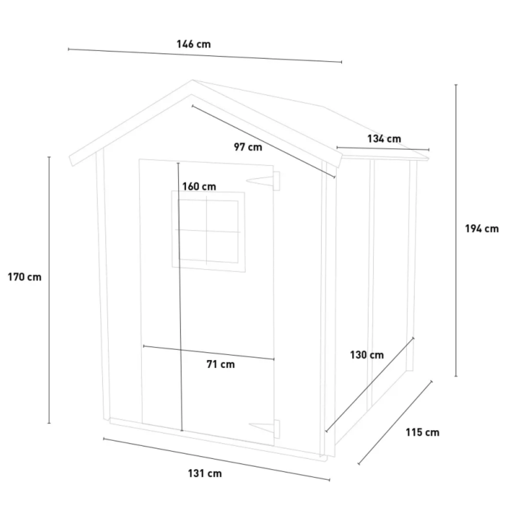 Casetta in legno da giardino "Edorado" da giardino cm 146x132 194h porta singola finestrata