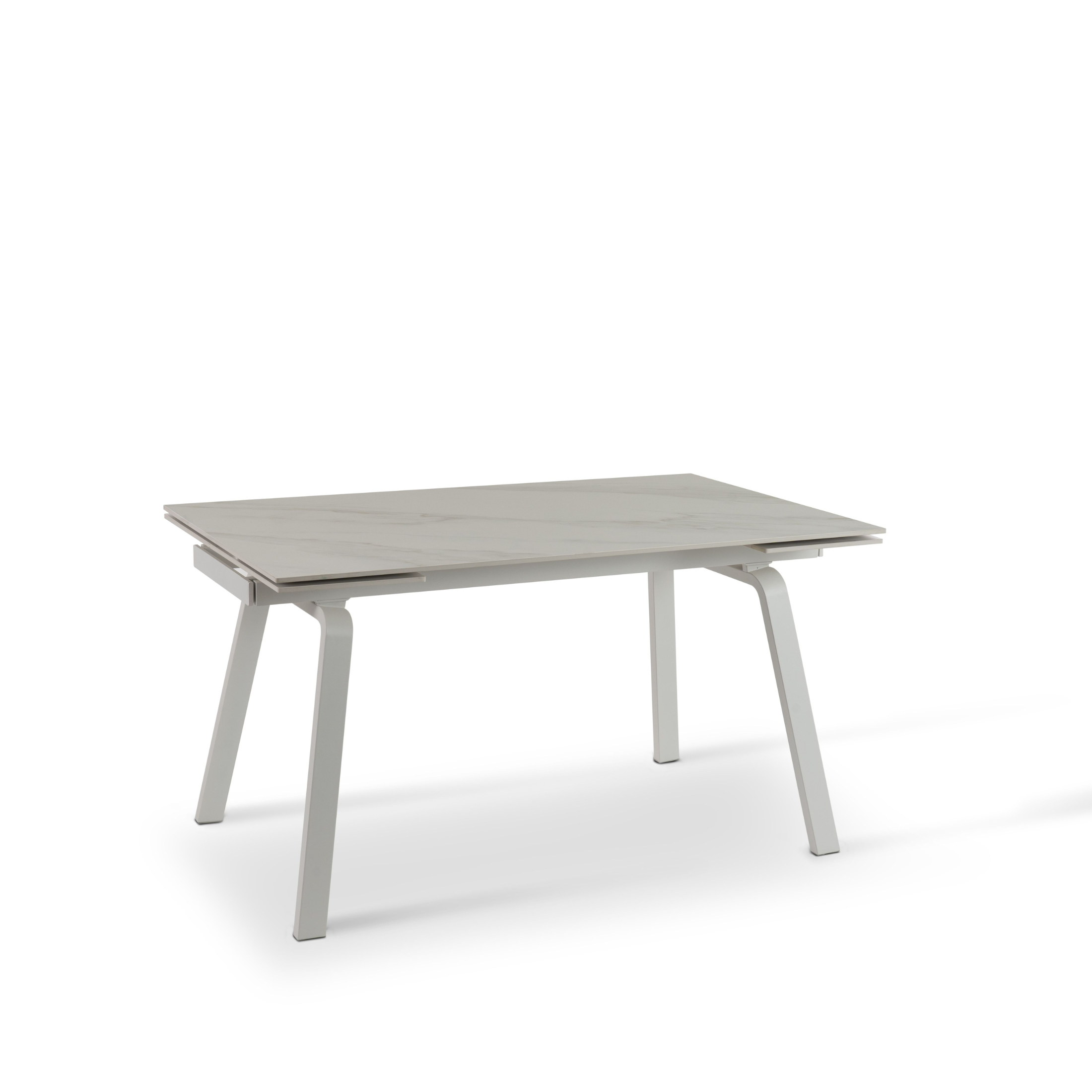 Table extensible "Dylan" plateau pierre effet marbre 200x80 cm 76h