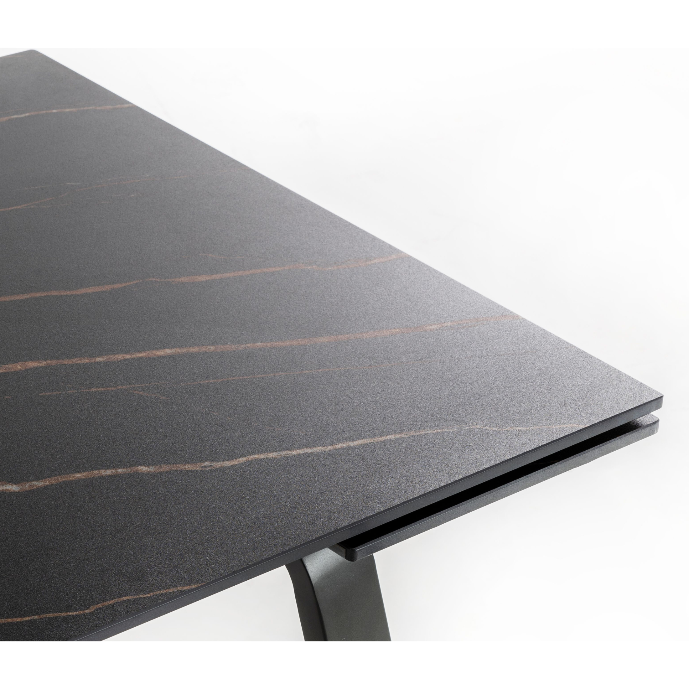 Table extensible "Dylan" plateau pierre effet marbre 200x80 cm 76h