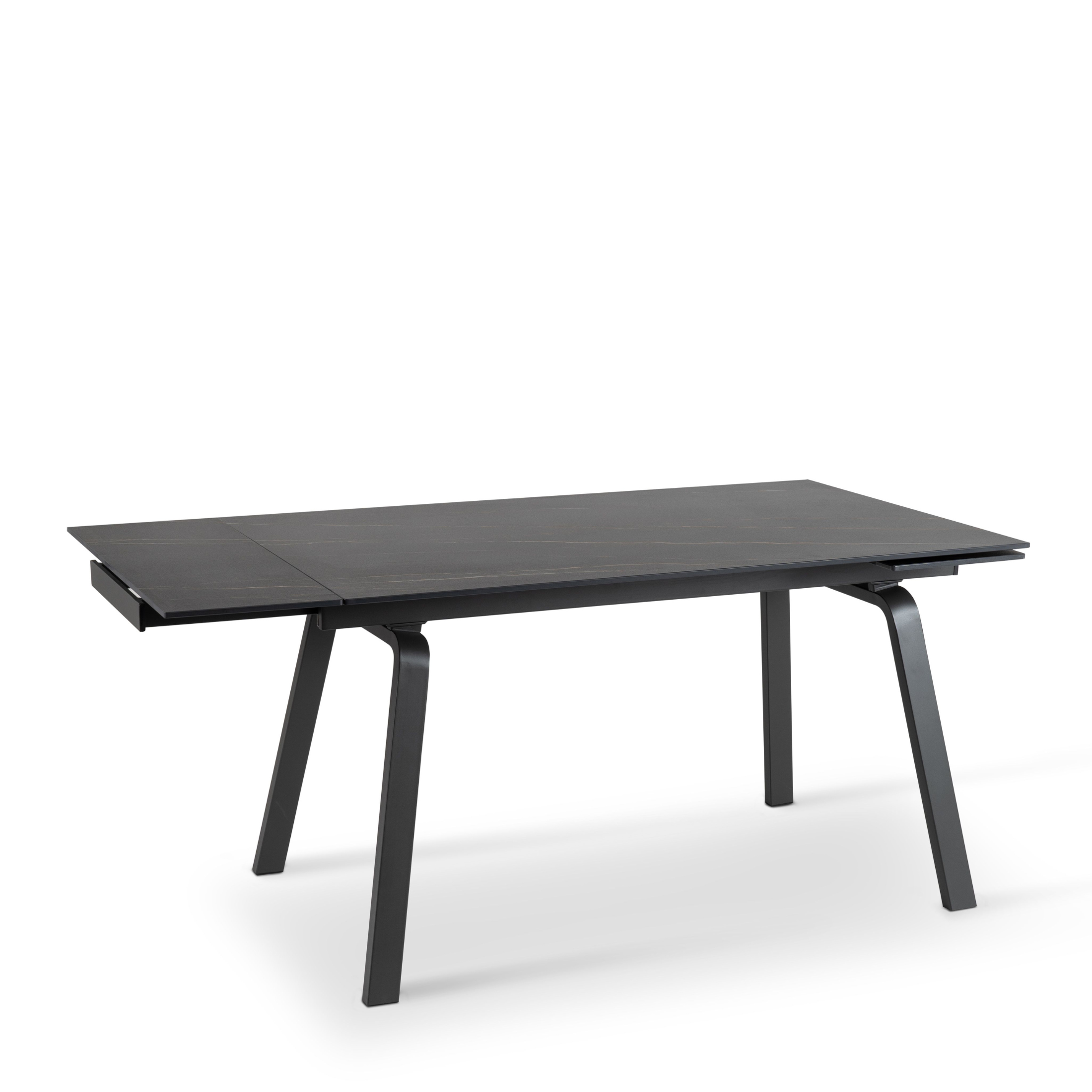 Table extensible "Dylan" plateau pierre effet marbre 200x80 cm 76h