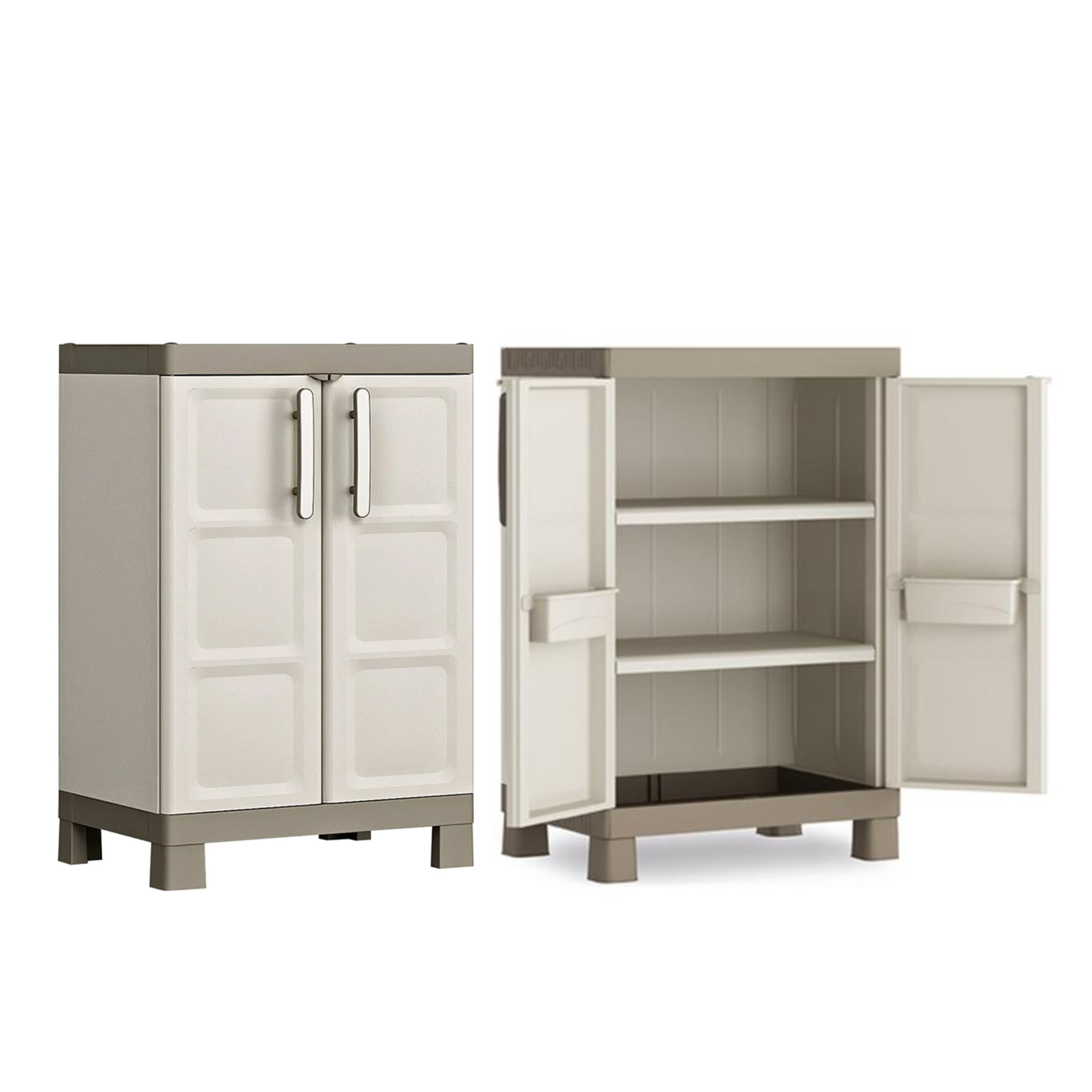 Armadio in resina da giardino "Bacau" con ripiani interni e piedini rialzati