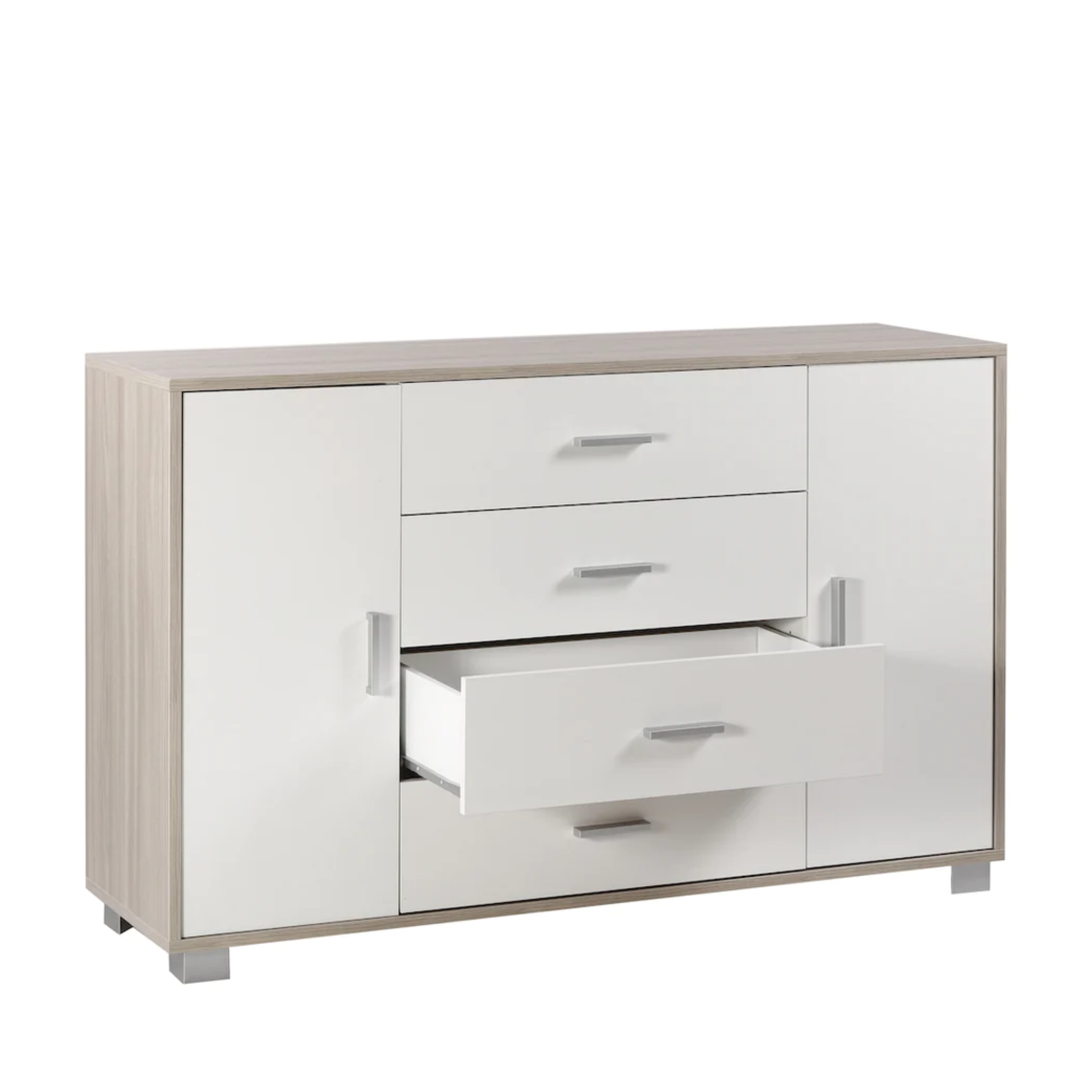 Mueble de entrada de madera "Romeo" con 4 cajones y 2 puertas 136x41 cm 86h