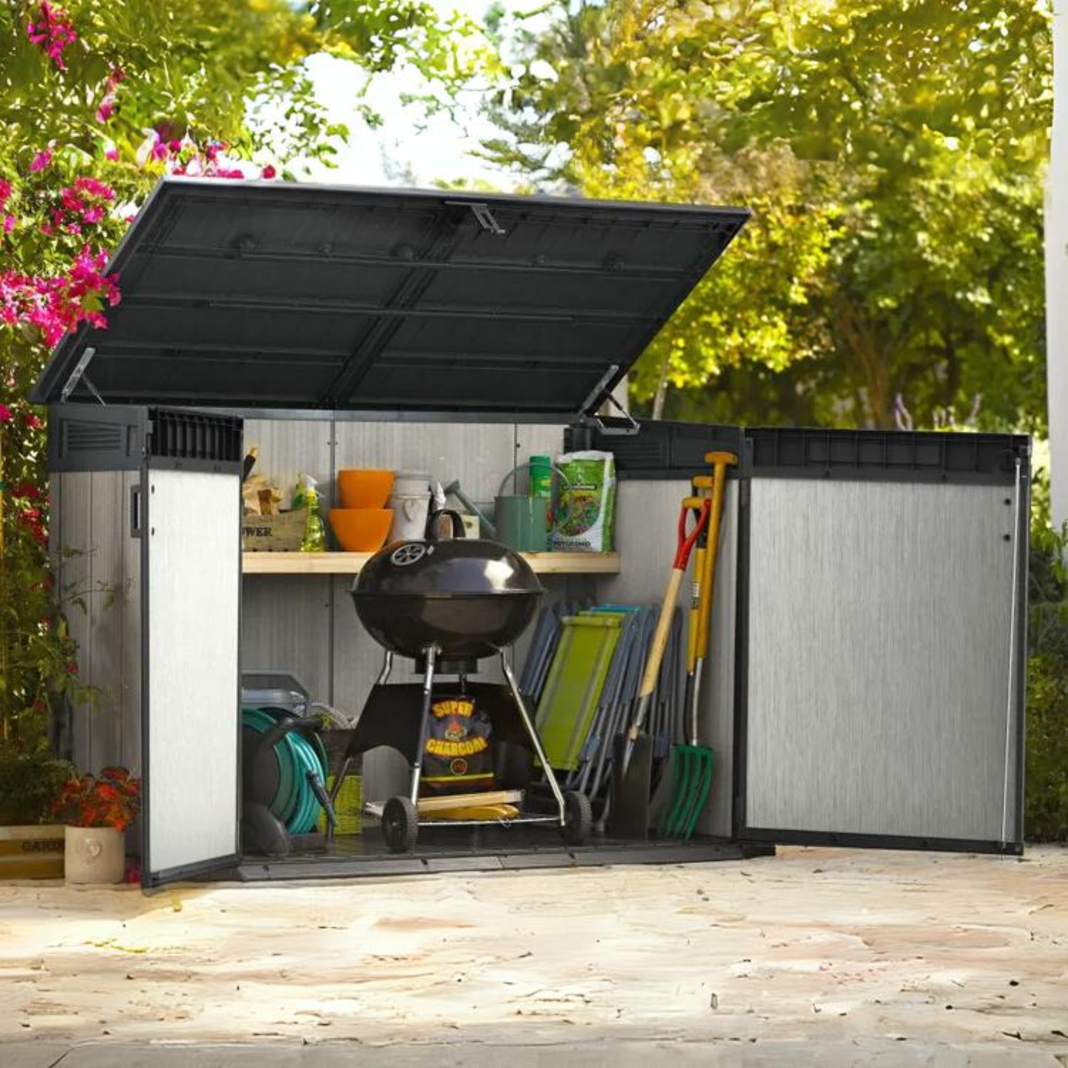 Baúl multiusos de exterior "Box" en resina 2 puertas 190,5x109,3 cm 135,5h