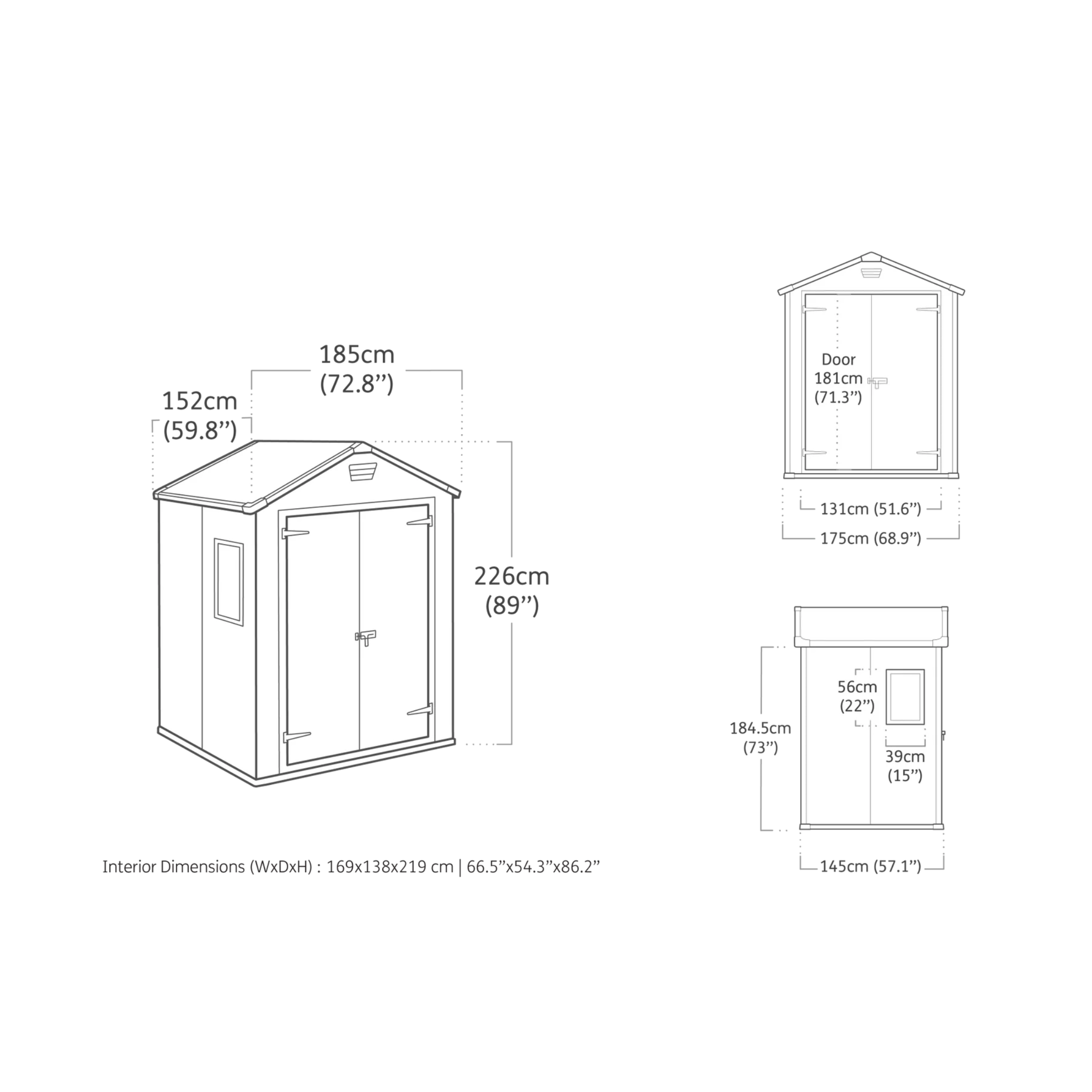 Abri de jardin en résine "Wood1" gris avec 1 fenêtre latérale