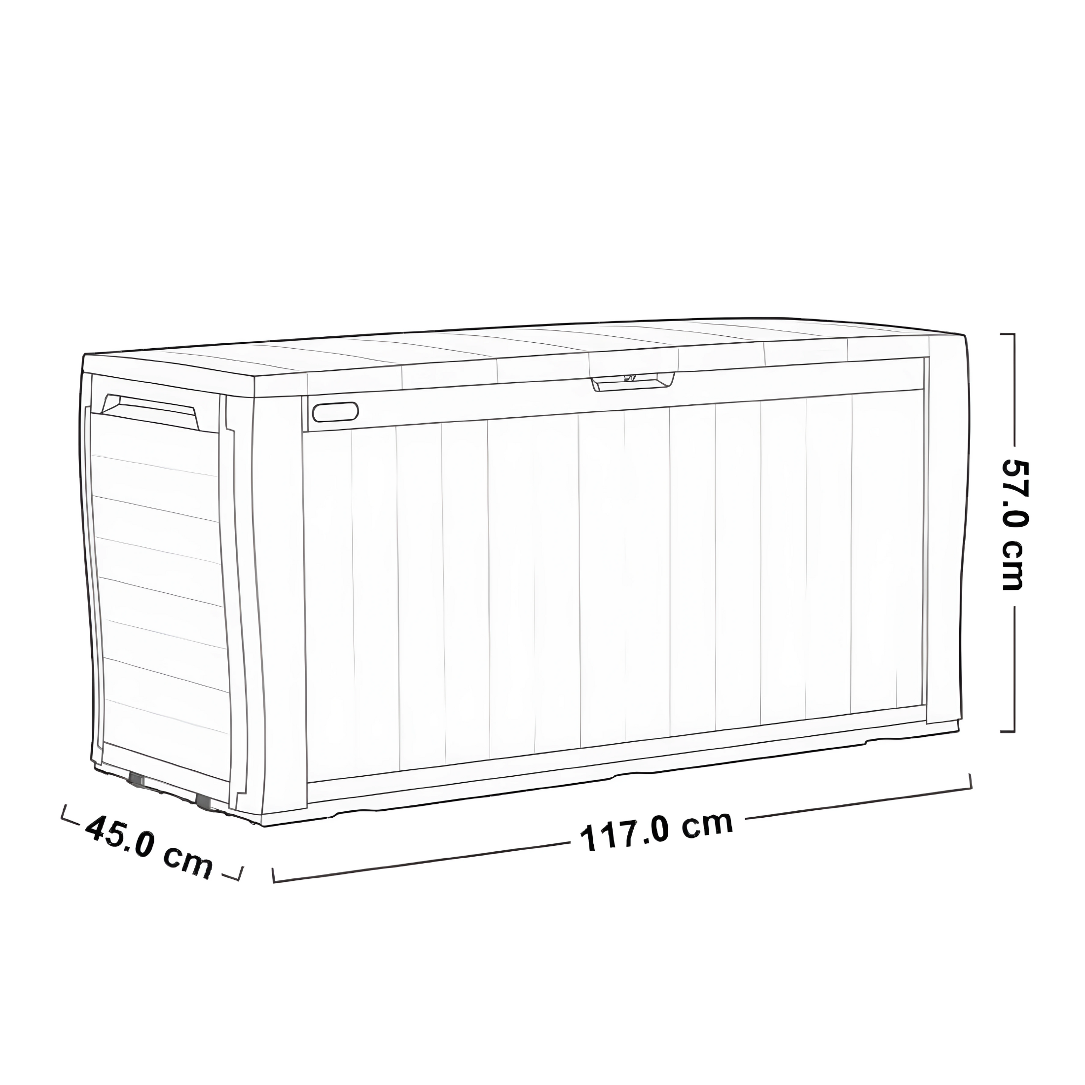 Cassapanca in resina "Tropicale" effetto legno cm 117x45 57,5h