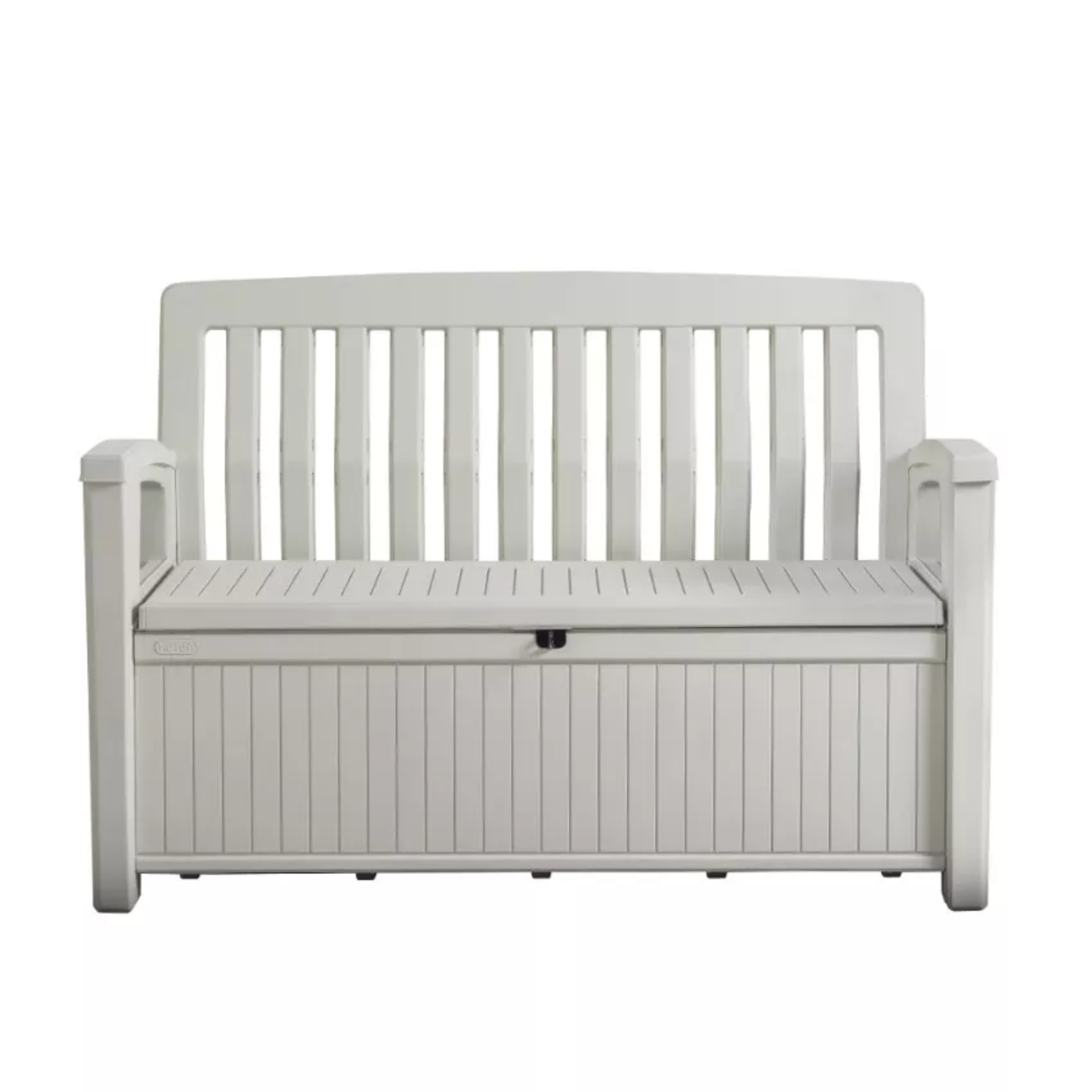 Banc de jardin conteneur extérieur "Patio" effet bois 132,7x61,2 cm 89h