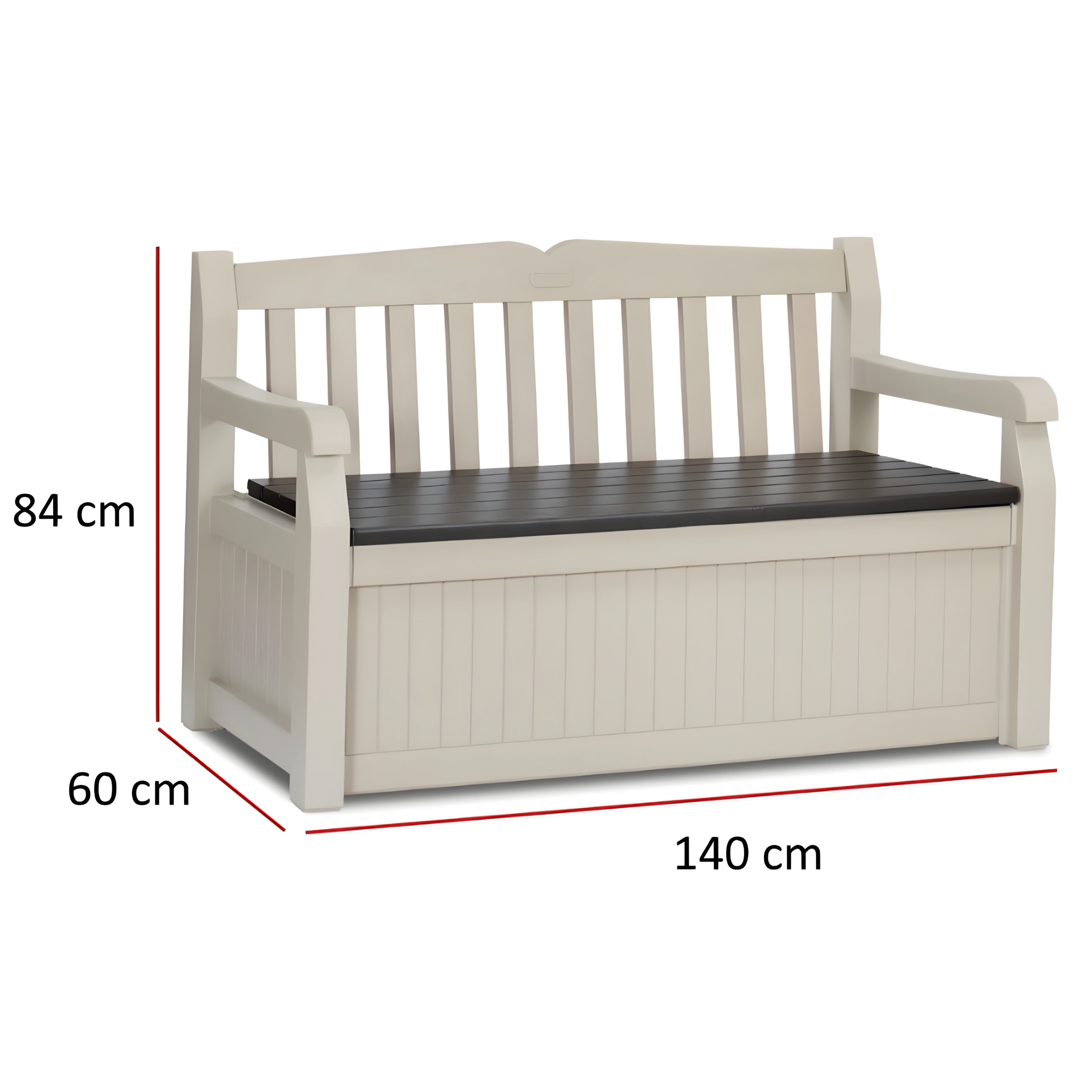 Cassapanca da esterno "Eden" in resina effetto legno cm 140x60 84h