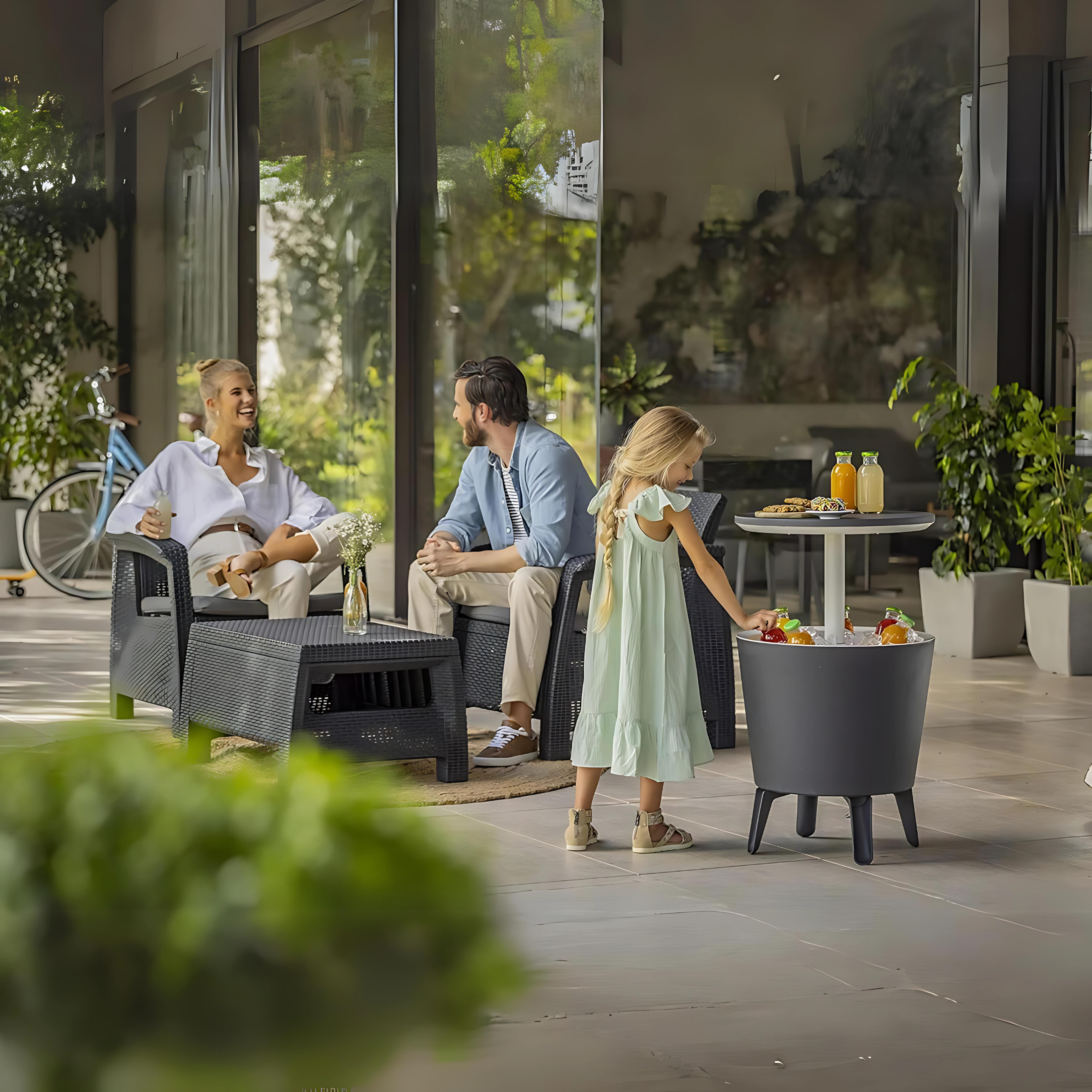 Table à glace en résine "Ice Bar" avec plateau relevable 49,5x49,5 cm 84,5h