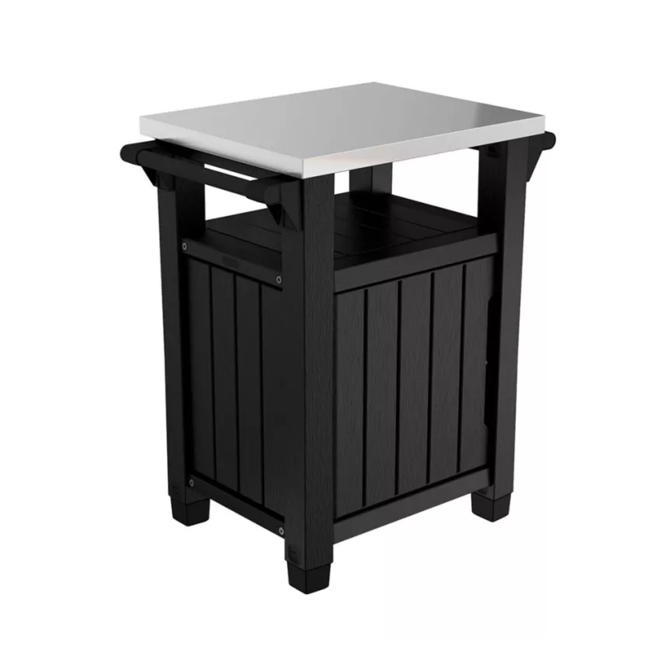 Table basse effet bois "Unity" pour BBQ 1 porte 2 roulettes 70x54 cm 90h