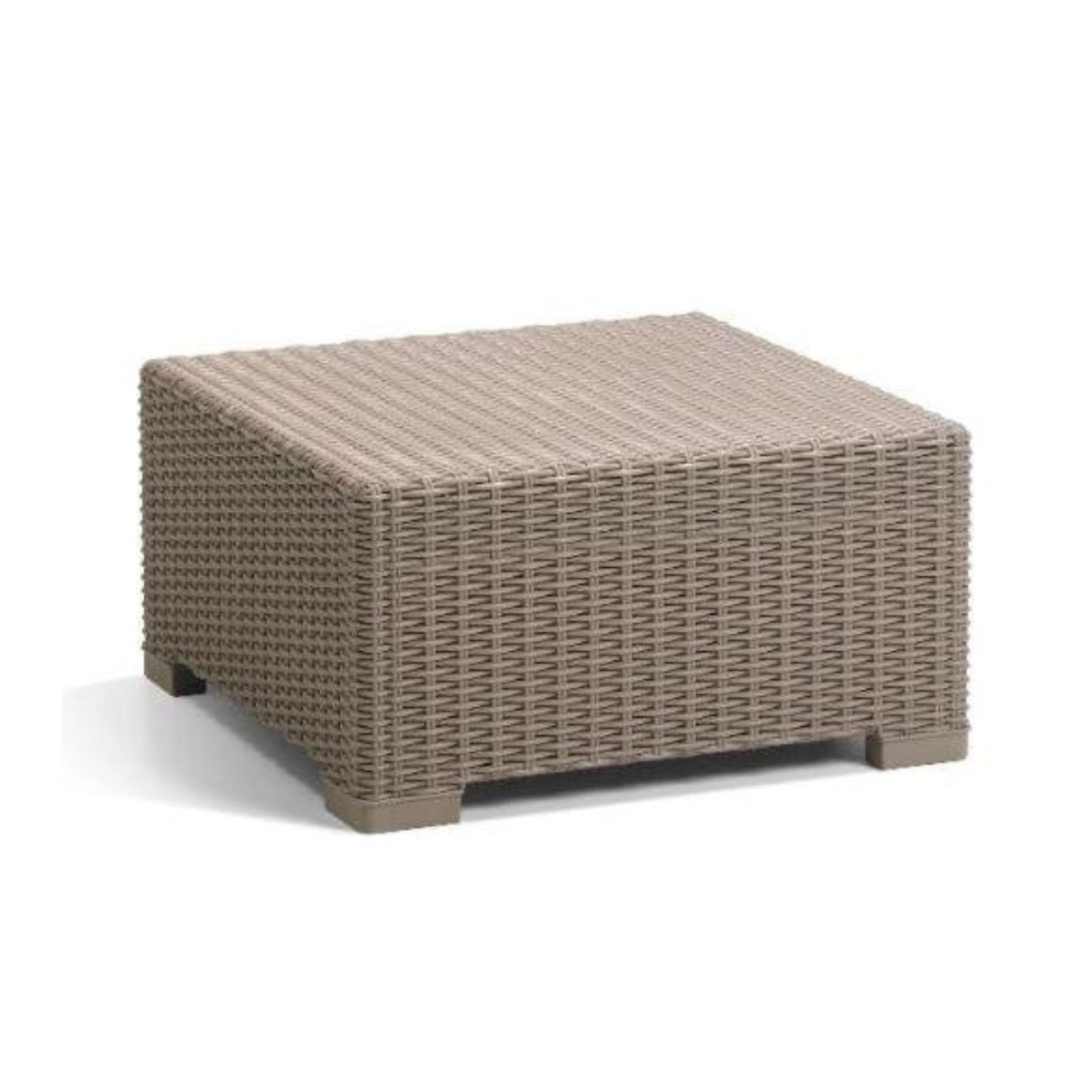 Tavolino basso da giardino "California" in resina rattan quadrato con cuscino cm 68x68 35h