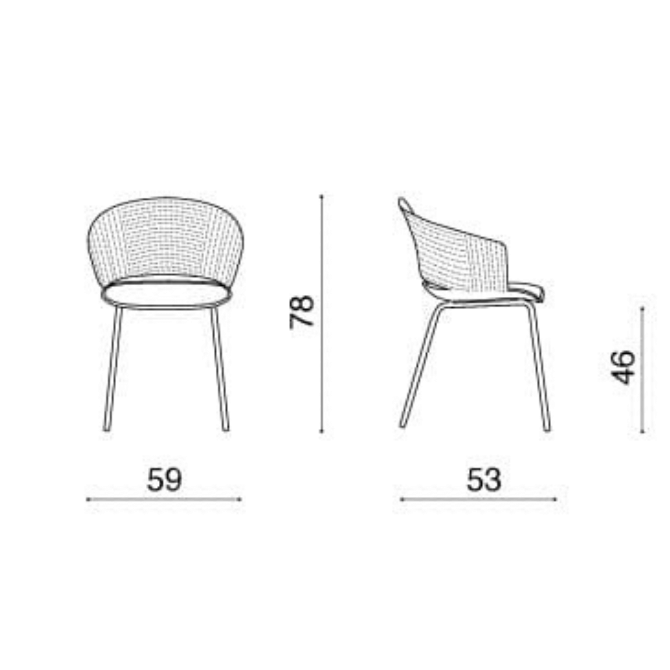 Chaise moderne en polypropylène "Cutolo" avec assise rembourrée 59x53 cm 78h