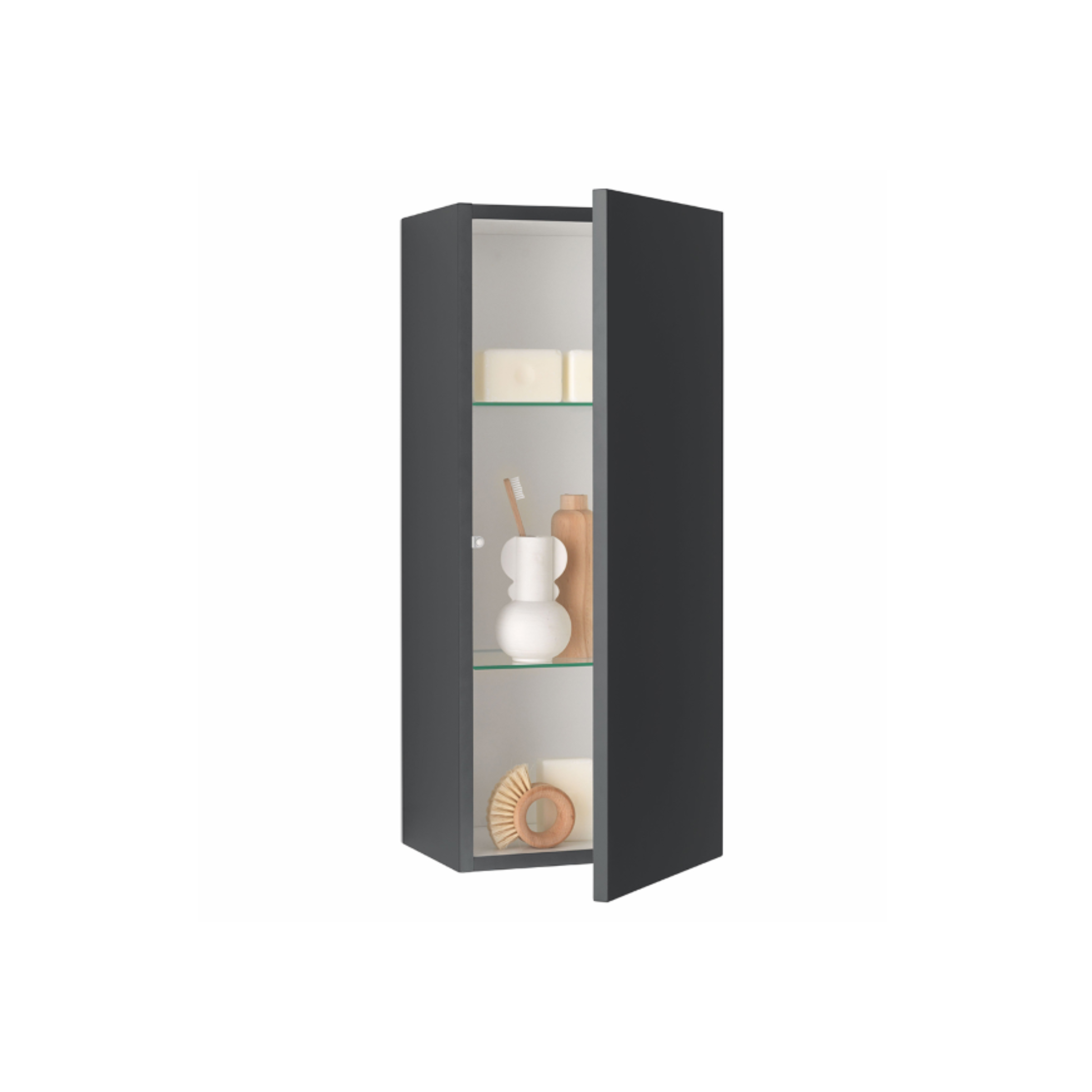 Mobile da bagno sospeso "Omar" 2 cassettoni e top con lavabo da appoggio e specchio LED