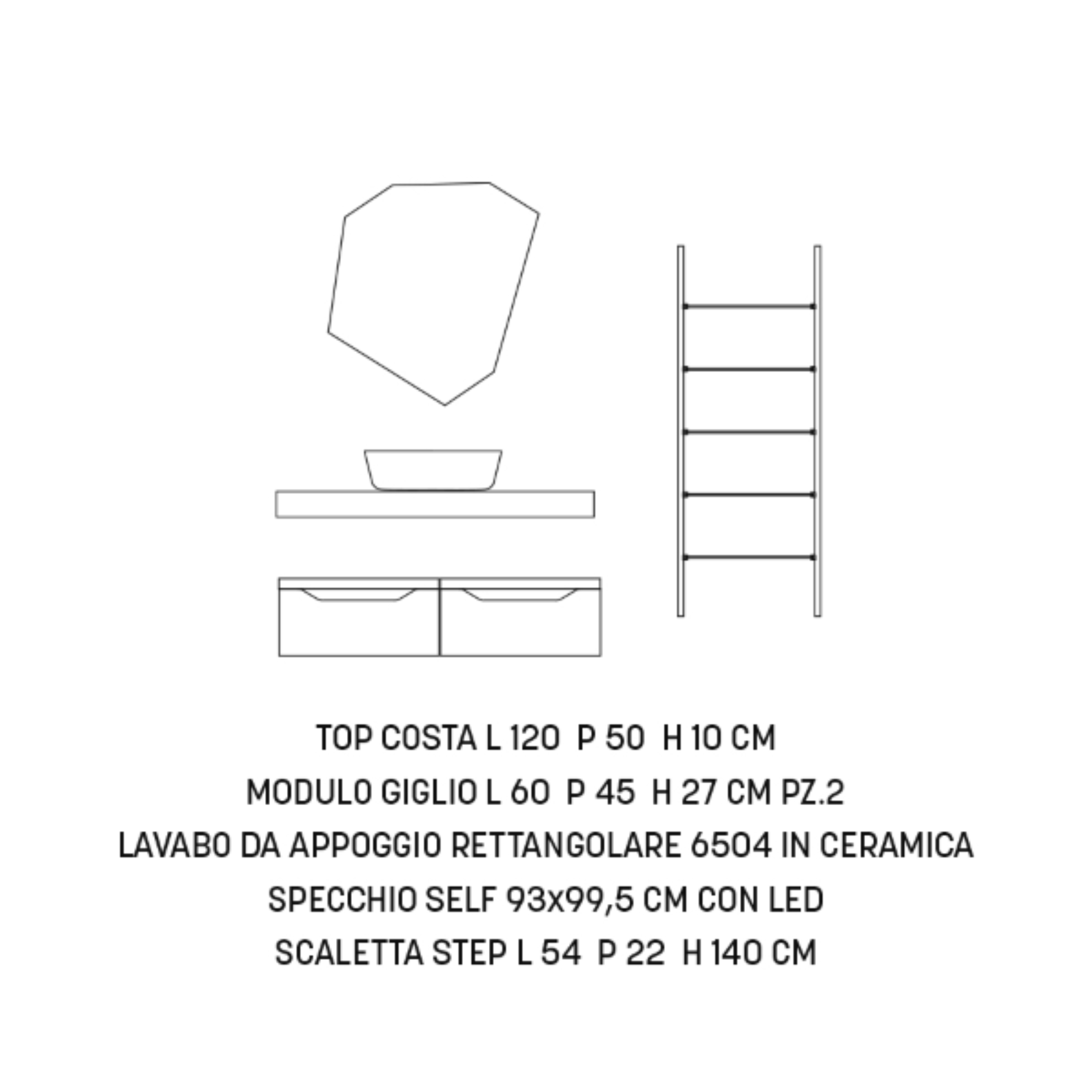 Meuble de salle de bain suspendu "Mixi i" moderne 2 tiroirs miroir lavabo LED escabeau