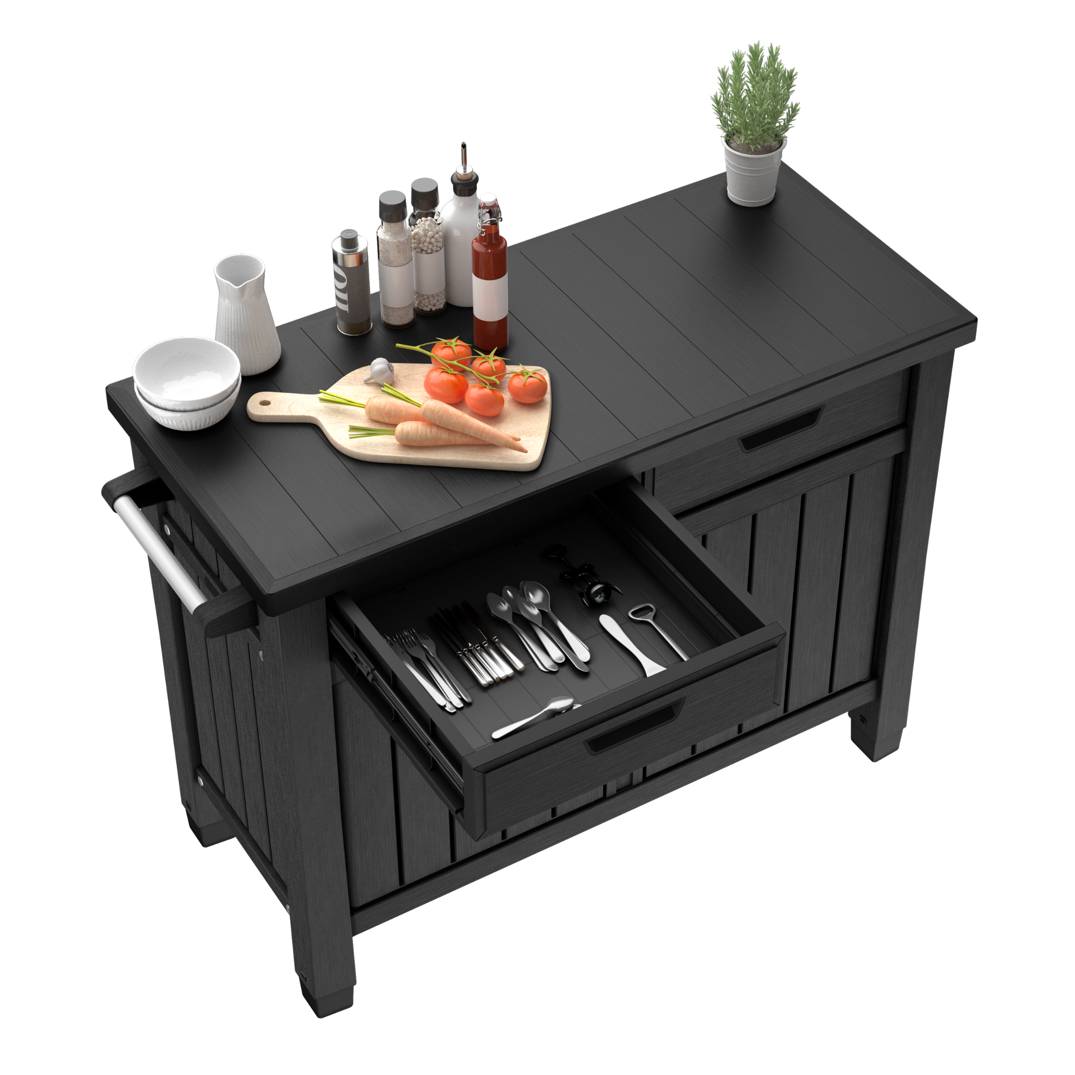 Table BBQ en résine avec 2 portes "Unity XL" 134x51,7 cm 90h
