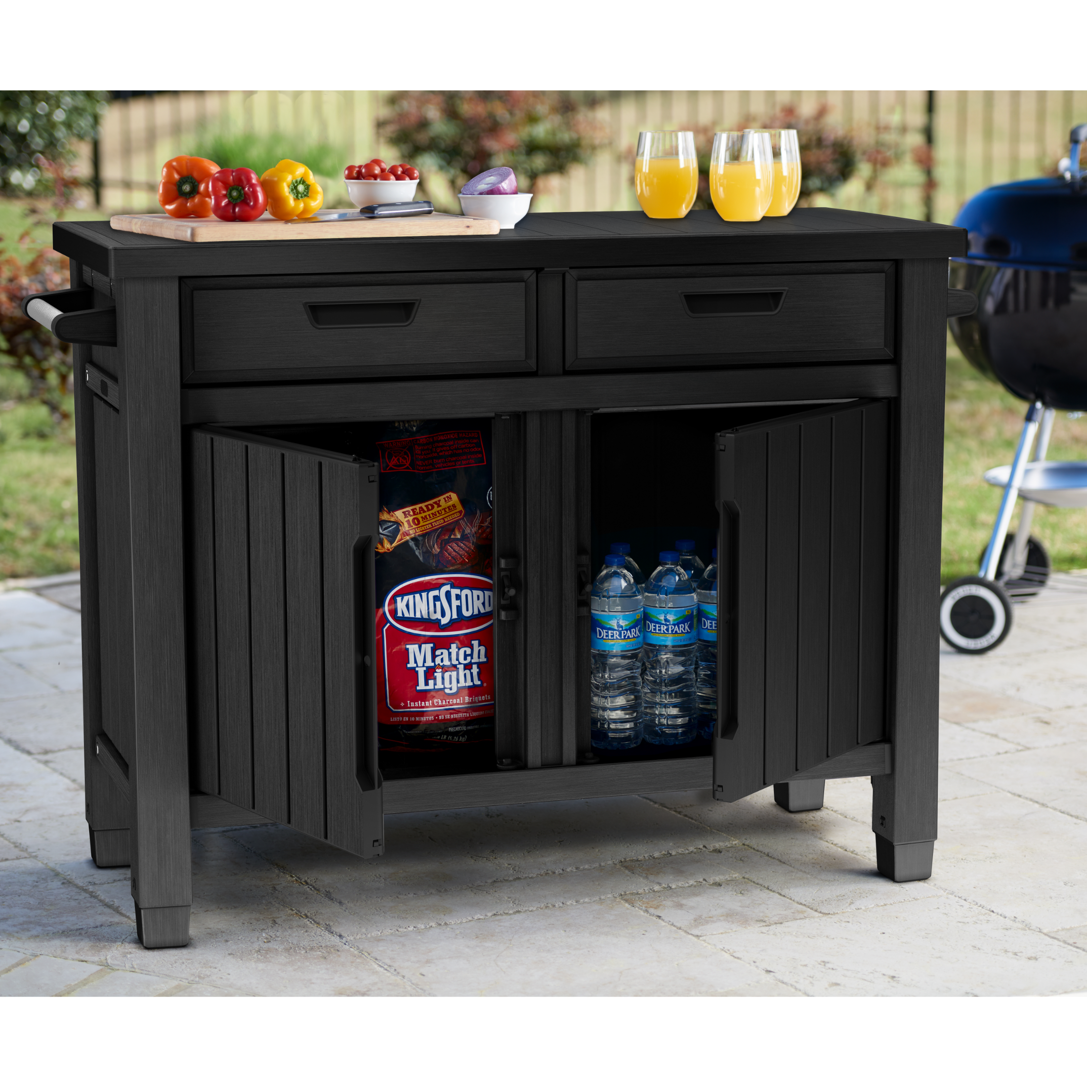 Table BBQ en résine avec 2 portes "Unity XL" 134x51,7 cm 90h