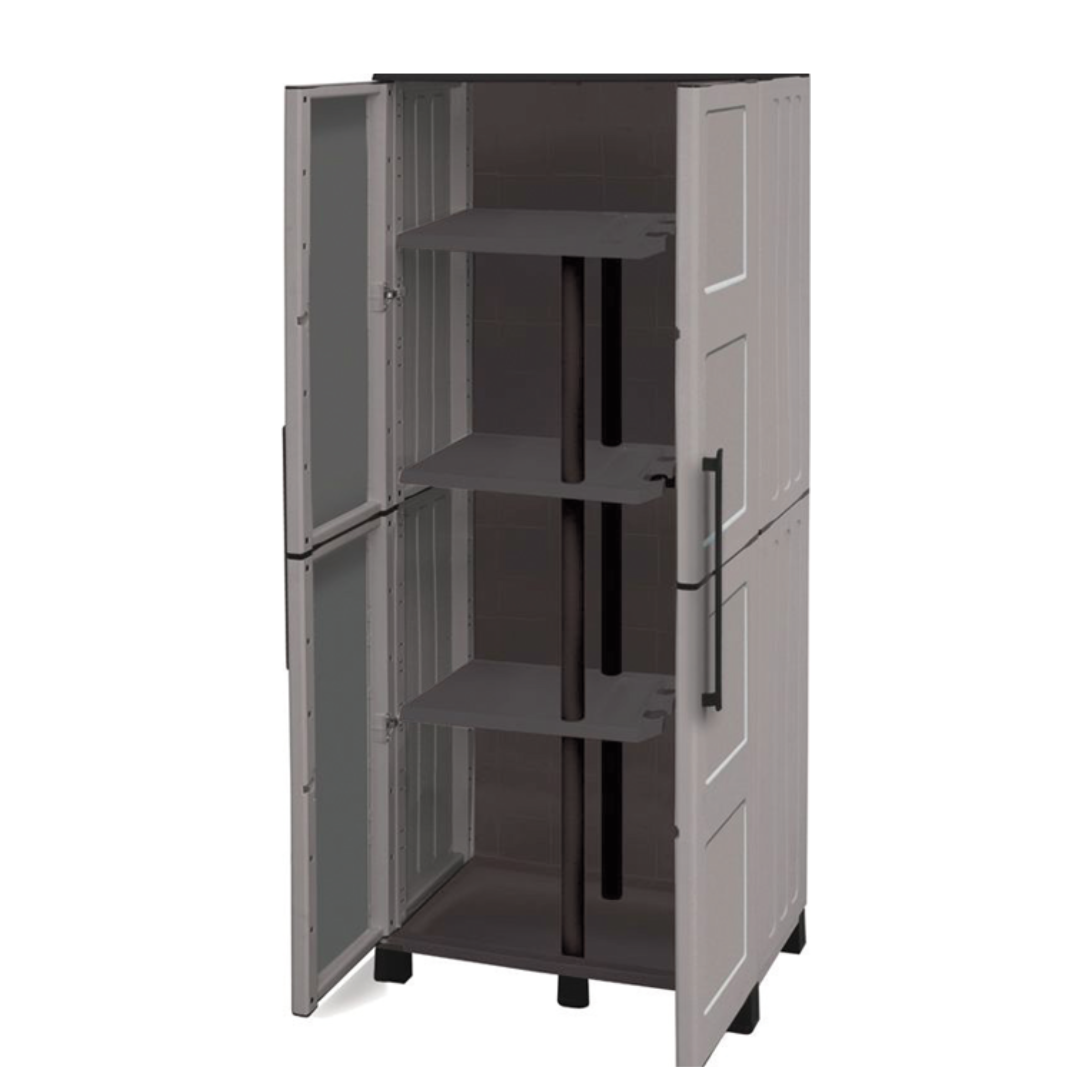 Armoire de rangement bien rangée en polypropylène avec étagères et charnières en acier
