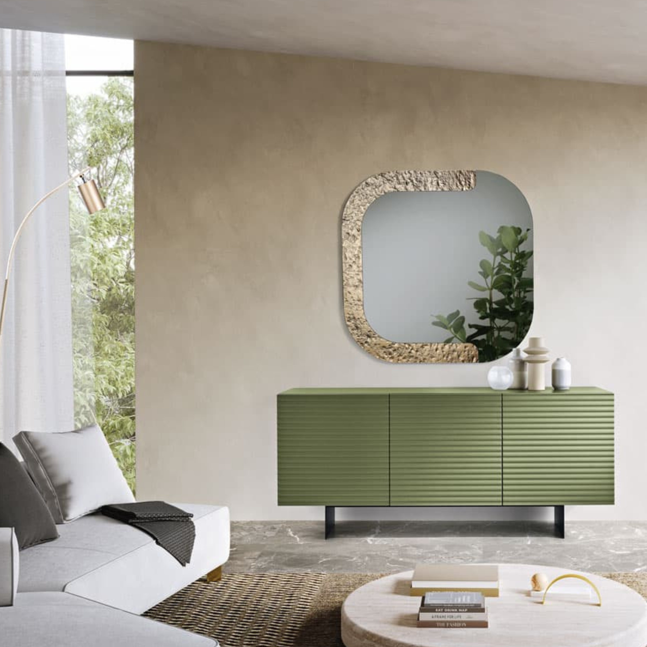 Madia moderna 3 ante già assemblata "Nadia" in legno laccato cm 180x50 h80