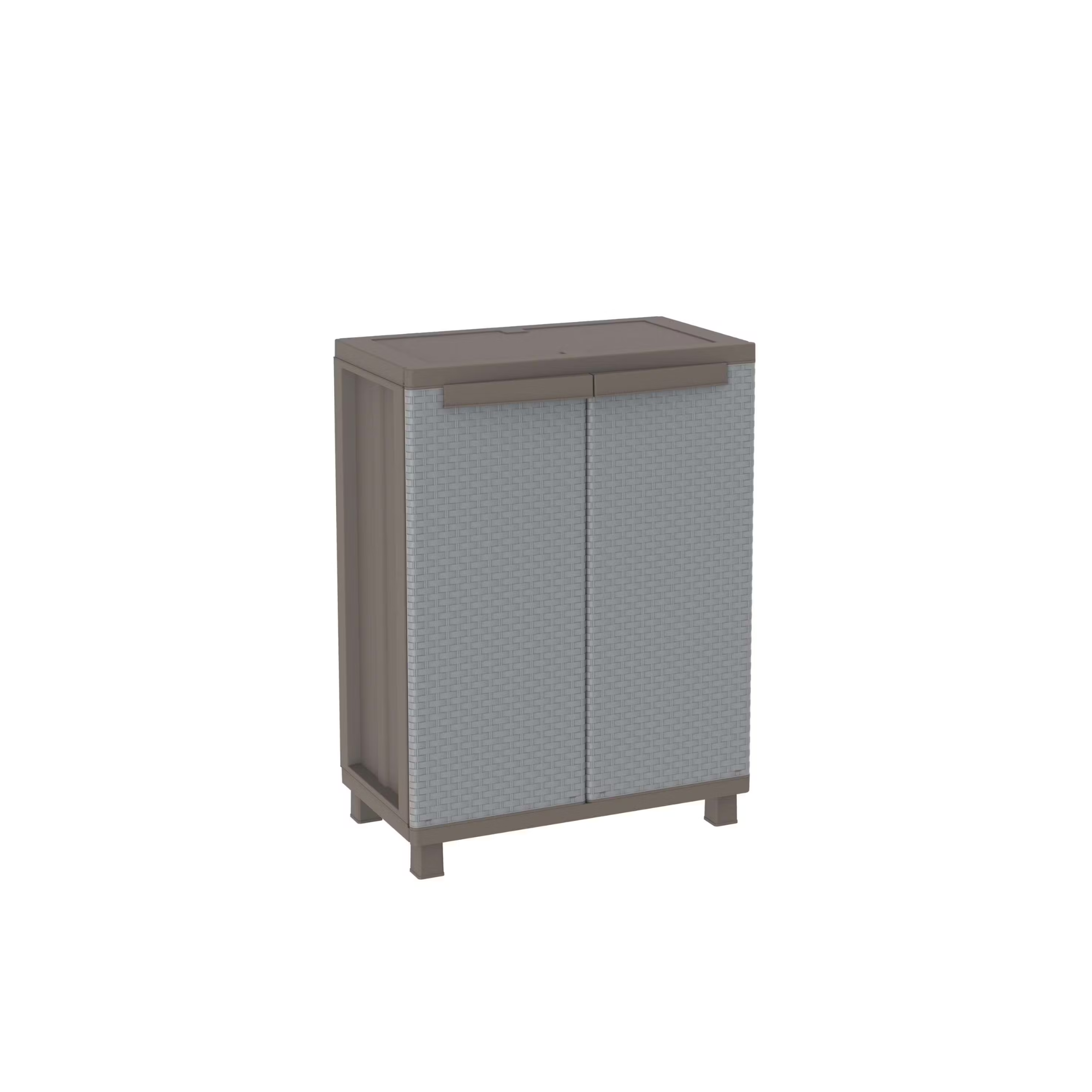 Armoire en polypropylène finition rotin gris tourterelle et étagères réglables