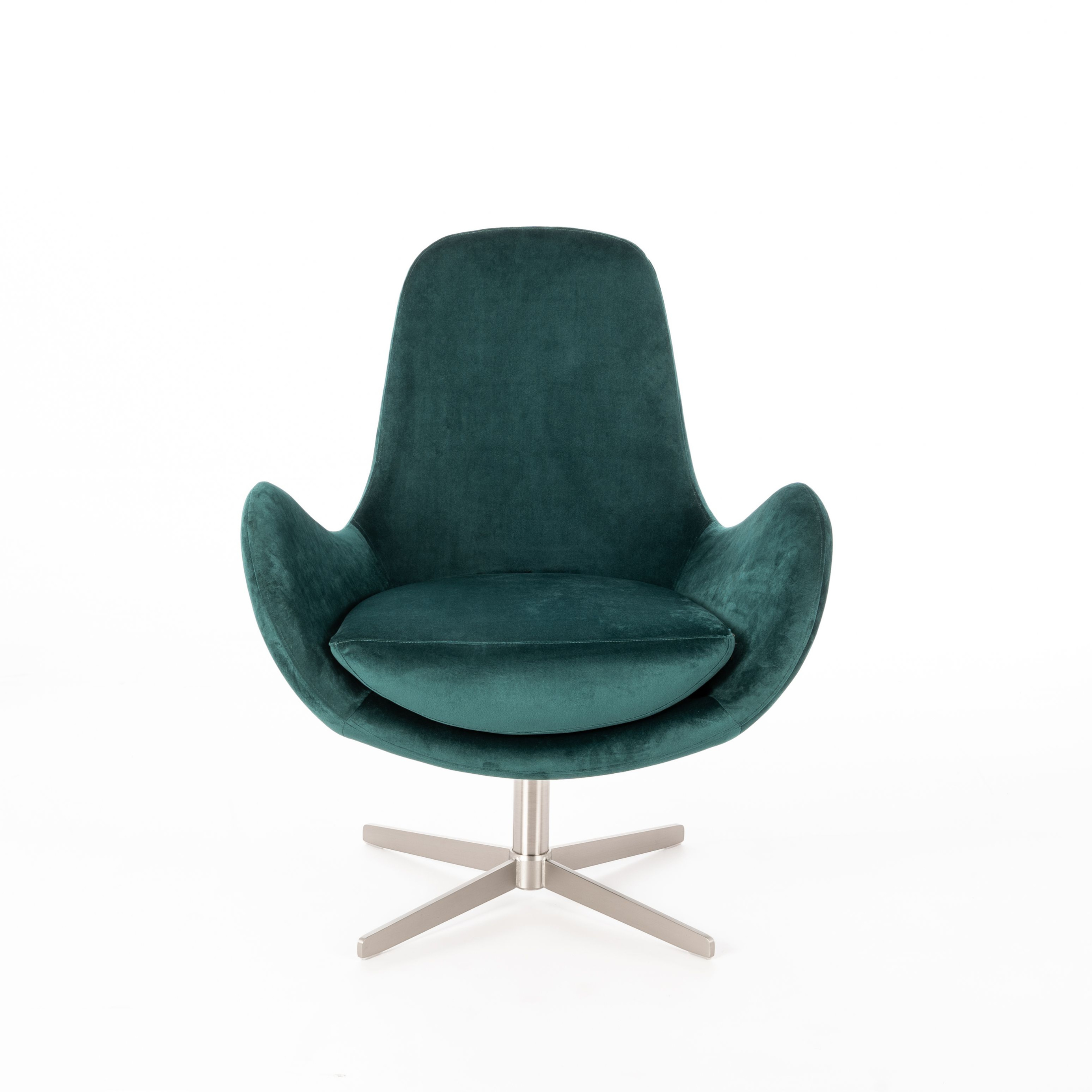 Poltrona girevole "Olga" moderna in tessuto con base cromata cm 72x64 85h