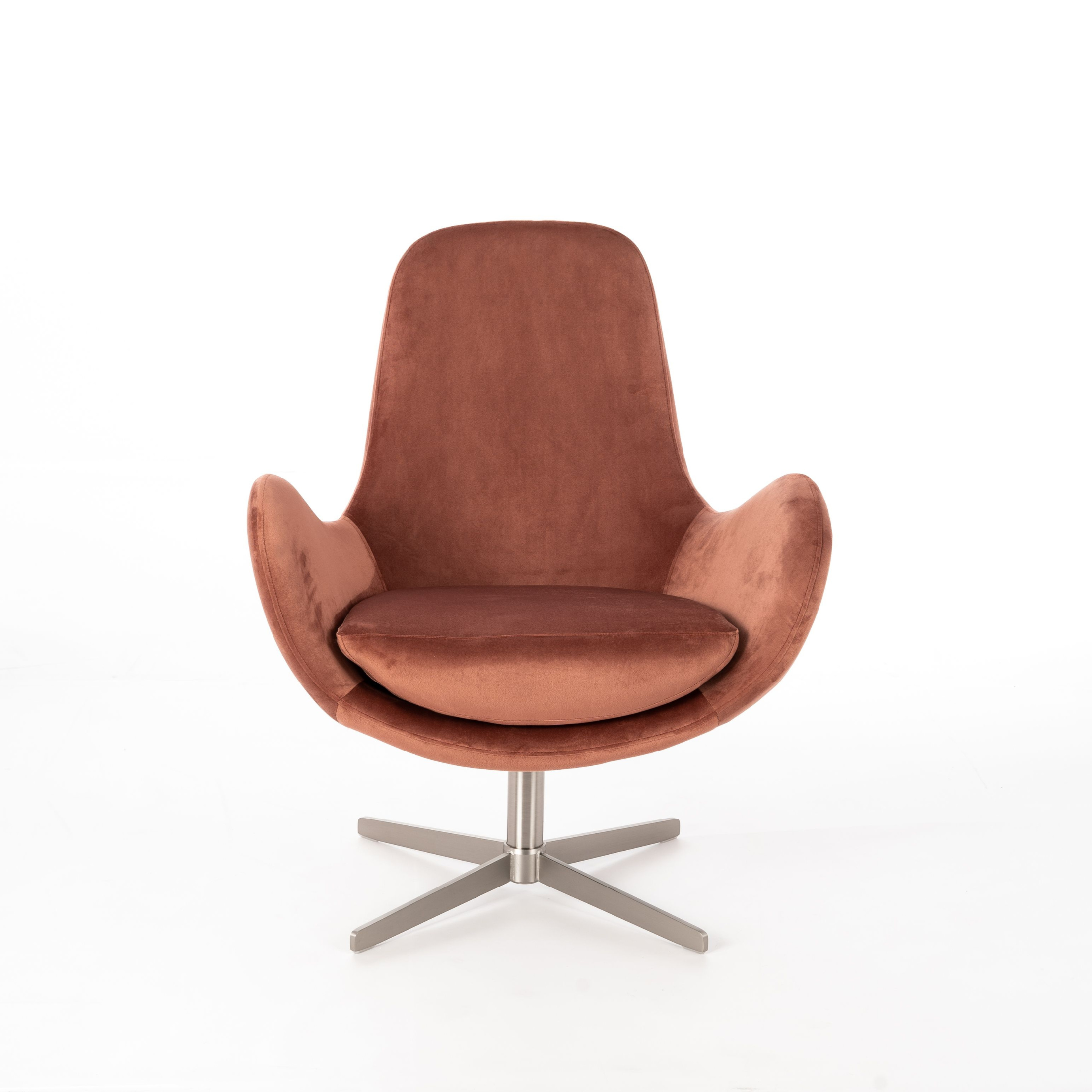 Poltrona girevole "Olga" moderna in tessuto con base cromata cm 72x64 85h