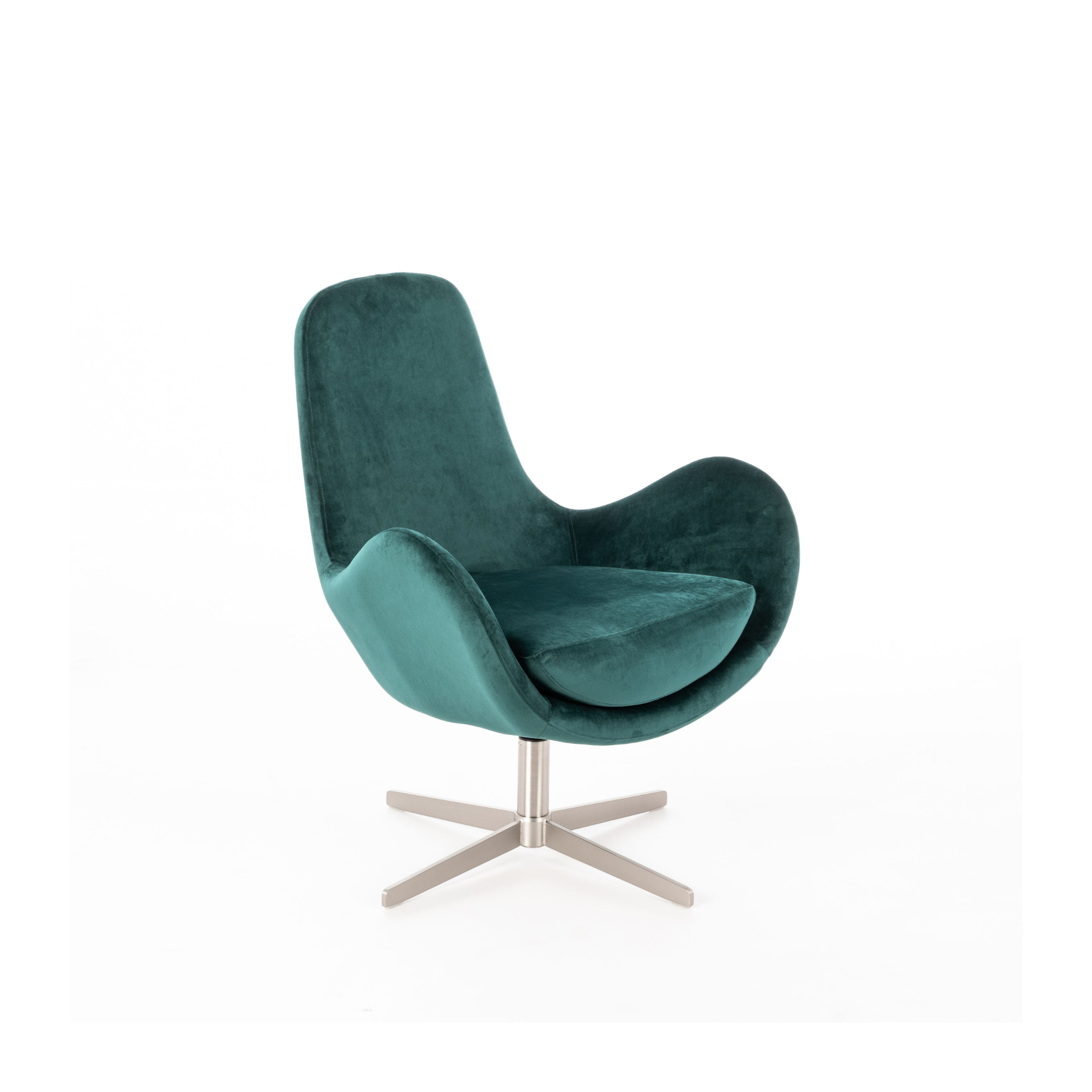 Poltrona girevole "Olga" moderna in tessuto con base cromata cm 72x64 85h