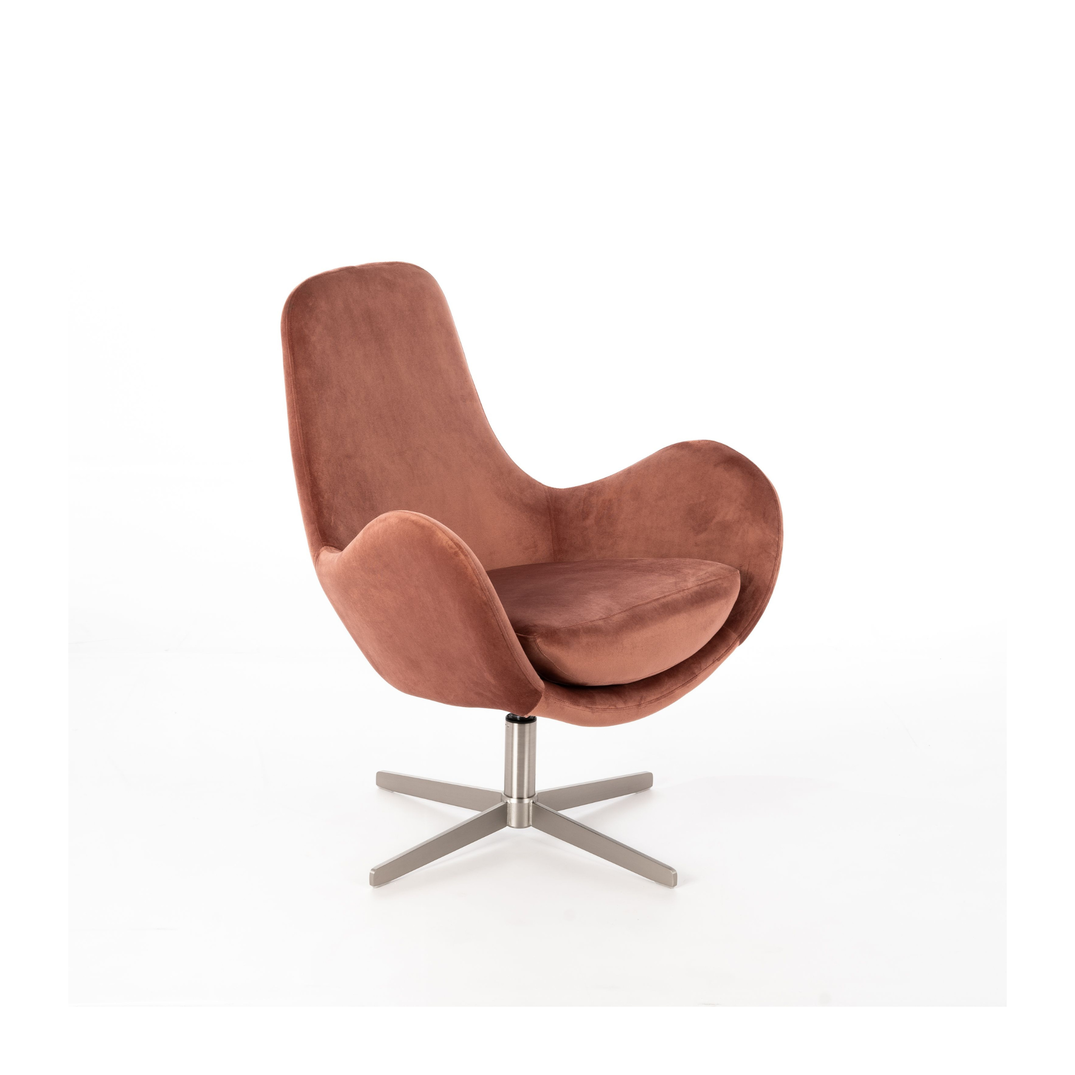 Poltrona girevole "Olga" moderna in tessuto con base cromata cm 72x64 85h