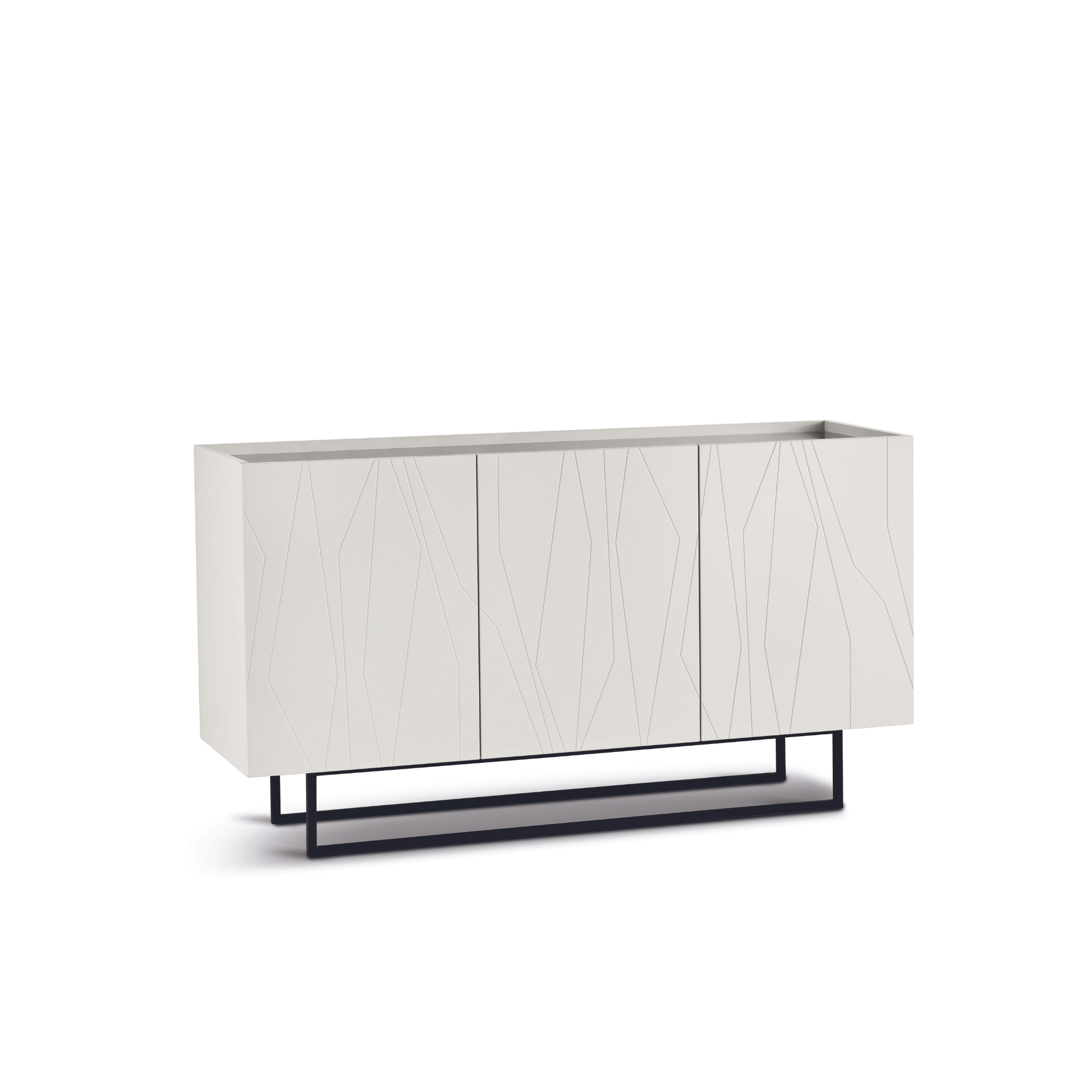Buffet moderne 3 portes "Tigua" Plateau miroir fumé ou bronze déjà assemblé 169x50 cm 89h