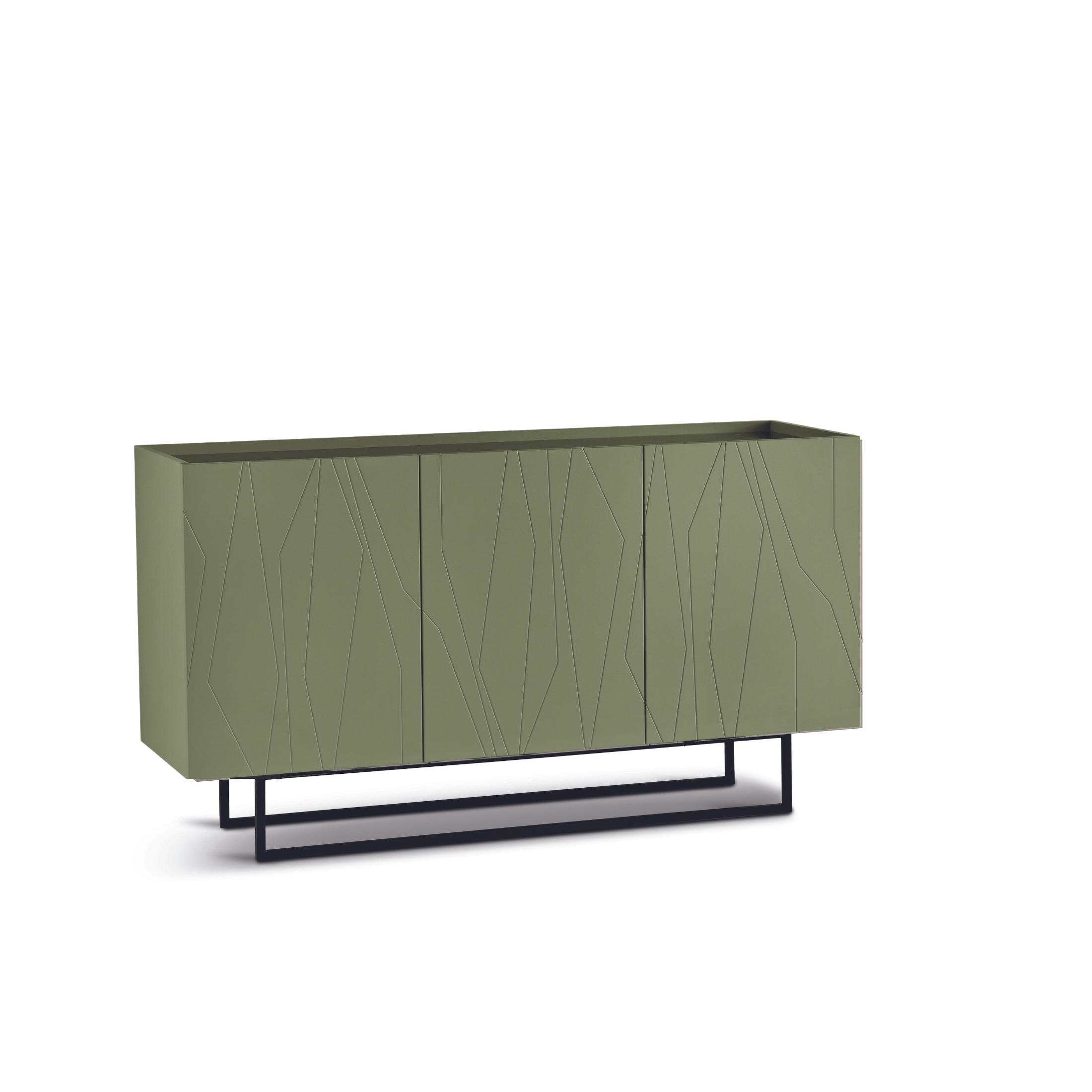 Buffet moderne 3 portes "Tigua" Plateau miroir fumé ou bronze déjà assemblé 169x50 cm 89h