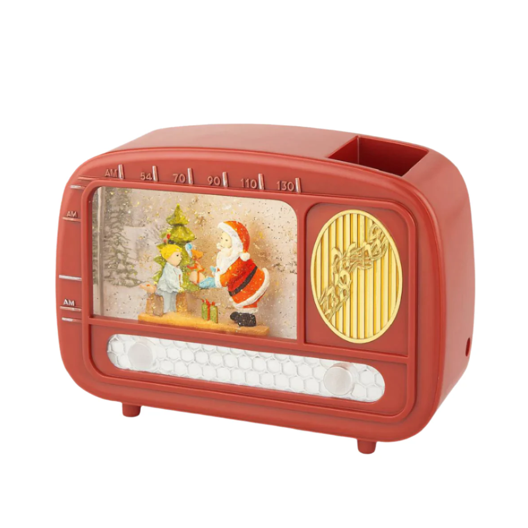 Radio atalizia con acqua compresi led luminosi Babbo Natale cm 22x6,3 15,5h